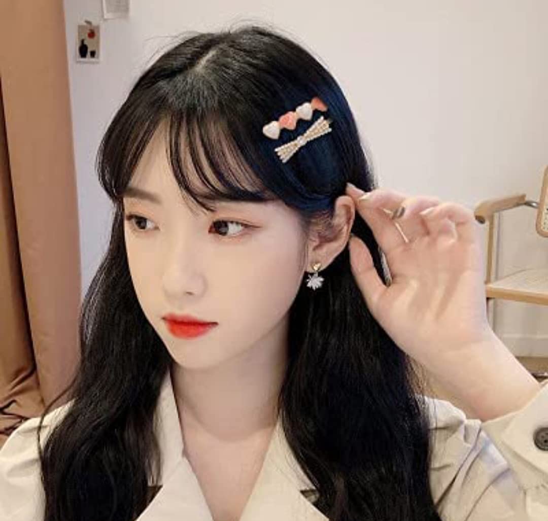 Sonpal Geometric Hollow Metal Hair Clips for Women - 8-Piece Korean Style Barrettes Set with Pearl Accents (Cherris) | Perfect for School, Work, and Special Occasions
