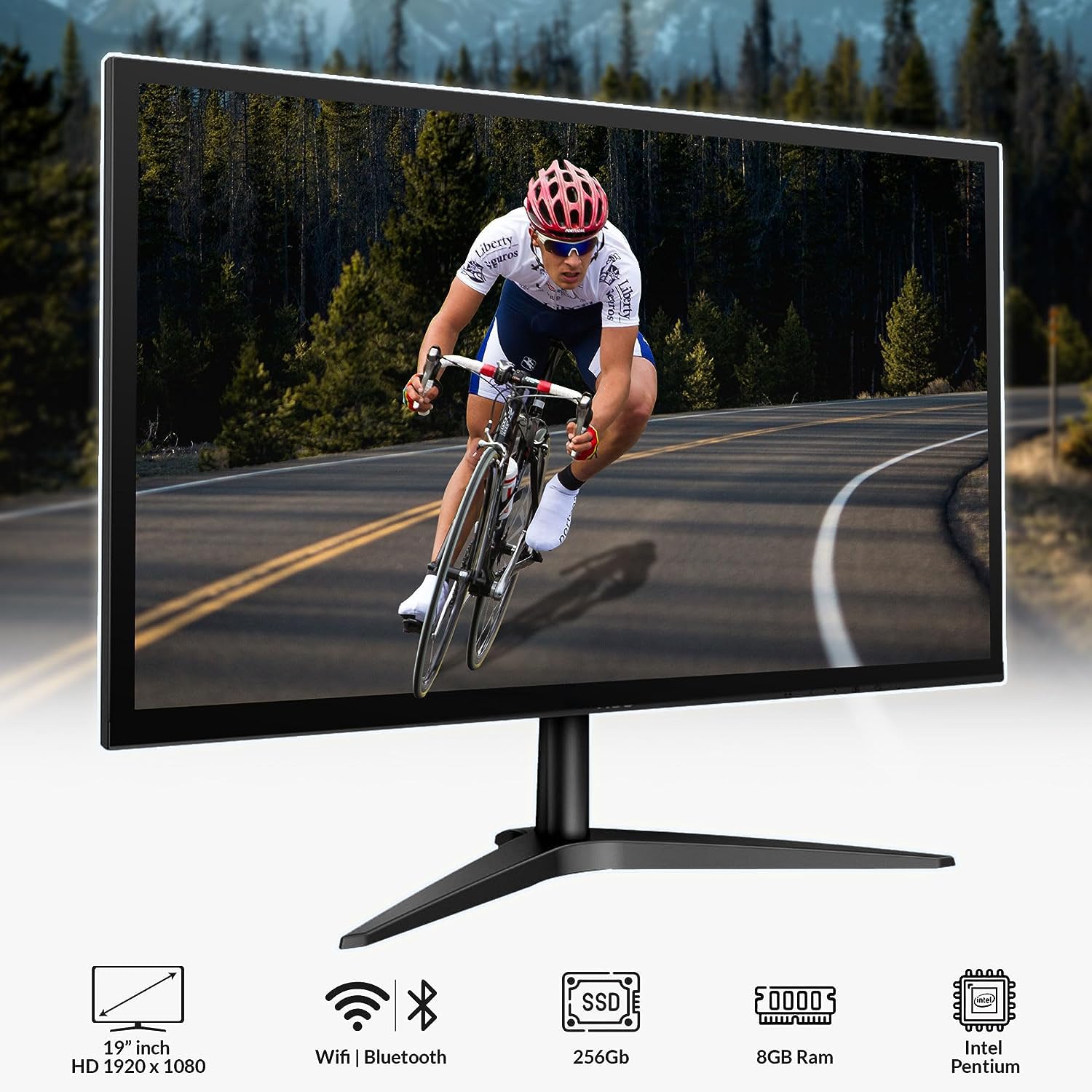 Renewed Lenovo All-in-One Tiny Desktop PC - Intel Pentium J3710, 8GB RAM, 256GB SSD, 19