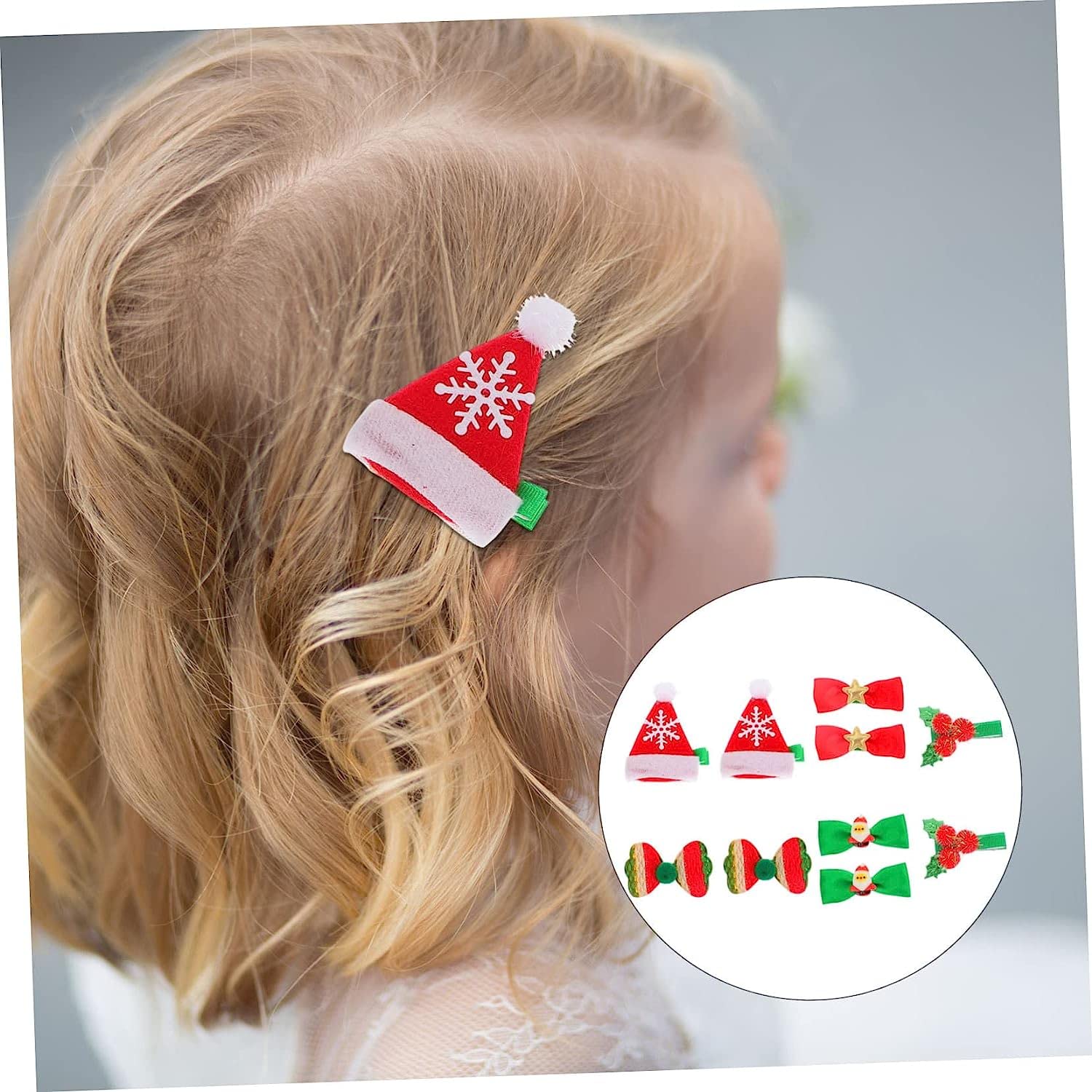 MIFANI 10pcs Christmas Hair Clips for Women & Kids - Cute Santa Hairpins, Bow Barrettes, Duckbill Hair Clips - Perfect for Holiday Parties, Gifts & Daily Hair Styling