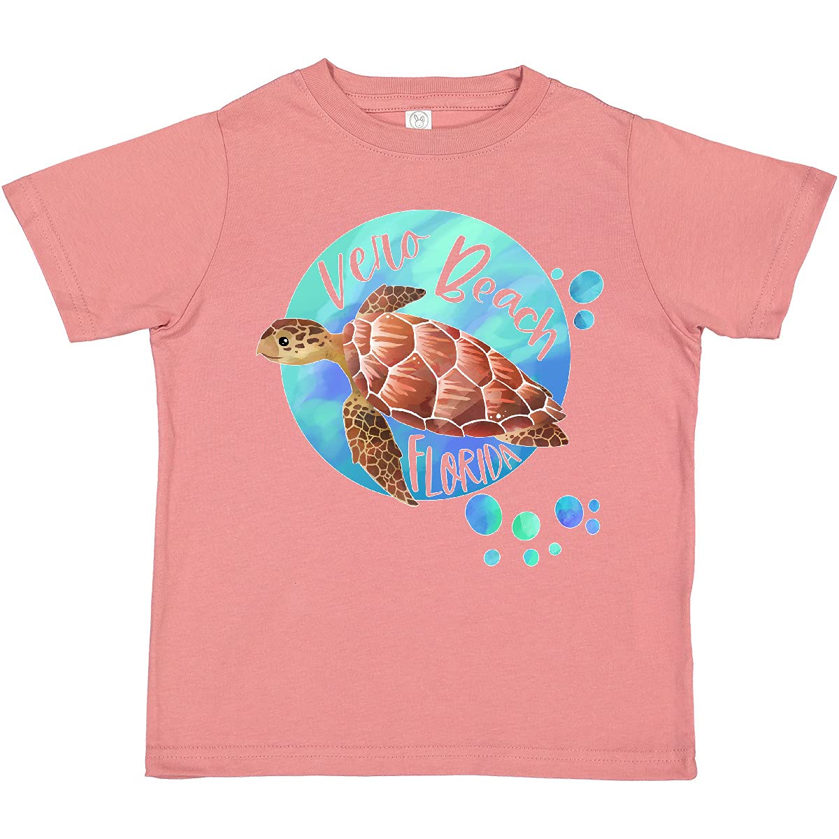 Inktastic Vero Beach Florida Swimming Sea Turtle with Bubbles Toddler T-Shirt - Cute Summer Beach Outfit for Boys & Girls