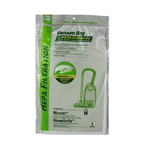 DVC Riccar Simplicity Type H HEPA Vacuum Cleaner Bags - 36 Pack | Made in USA | Premium Filtration for Allergies & Pet Hair | Compatible with Riccar/Simplicity Vacuums | Ideal for Home Cleaning & Allergy Relief