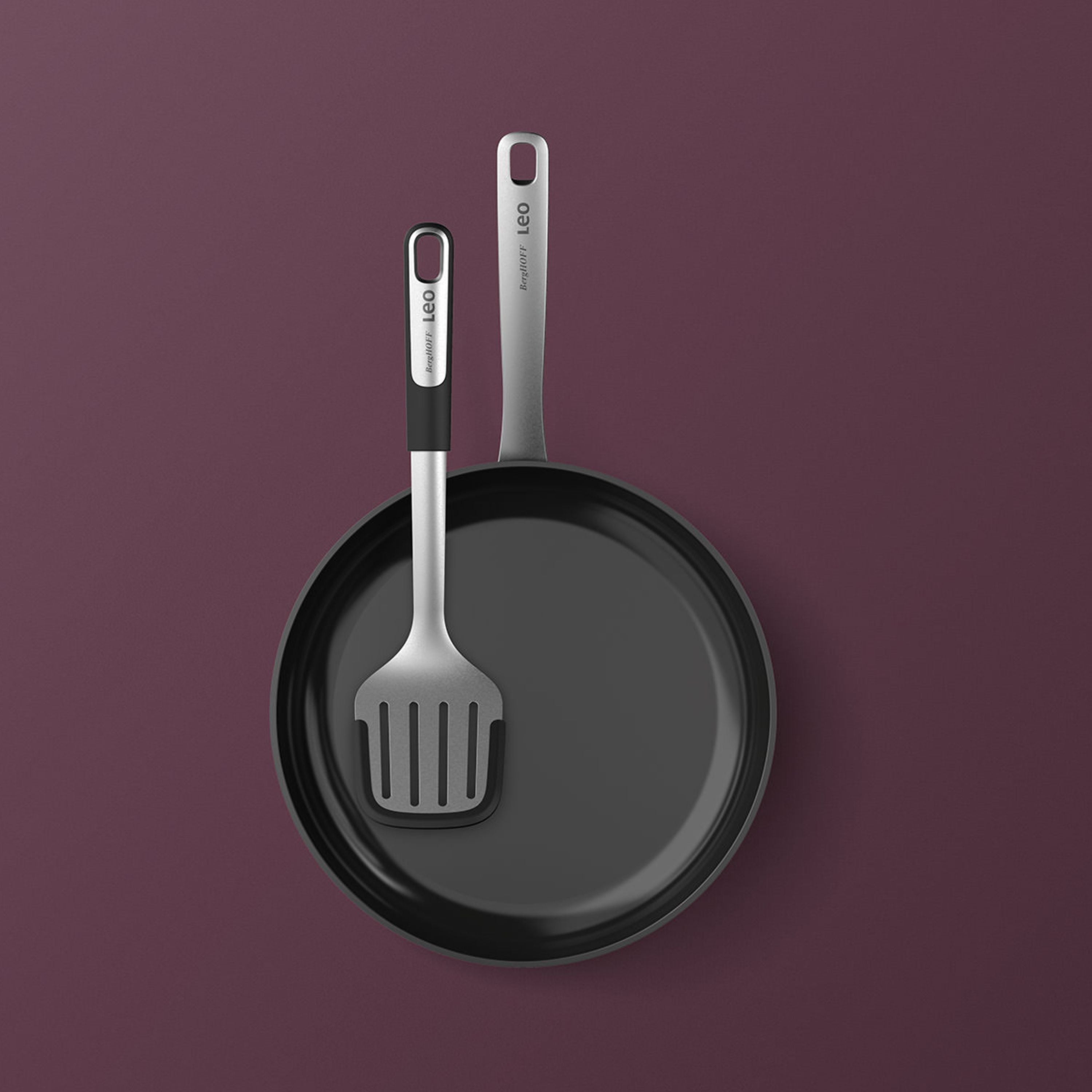 BergHOFF Leo Graphite 3-Piece Stainless Steel Utensil Set - Eco-Friendly Recycled Material for Cooking, Serving & Kitchen Decor