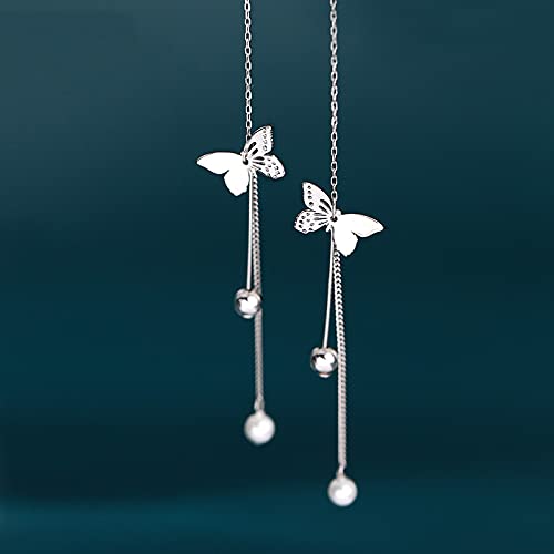 18K Gold Plated Dainty Vivid Butterfly Tassel Earrings - Silver Post CZ 3D Drop Dangle Earrings for Women & Girls | Fairy Jewelry for Parties, Weddings & Everyday Wear