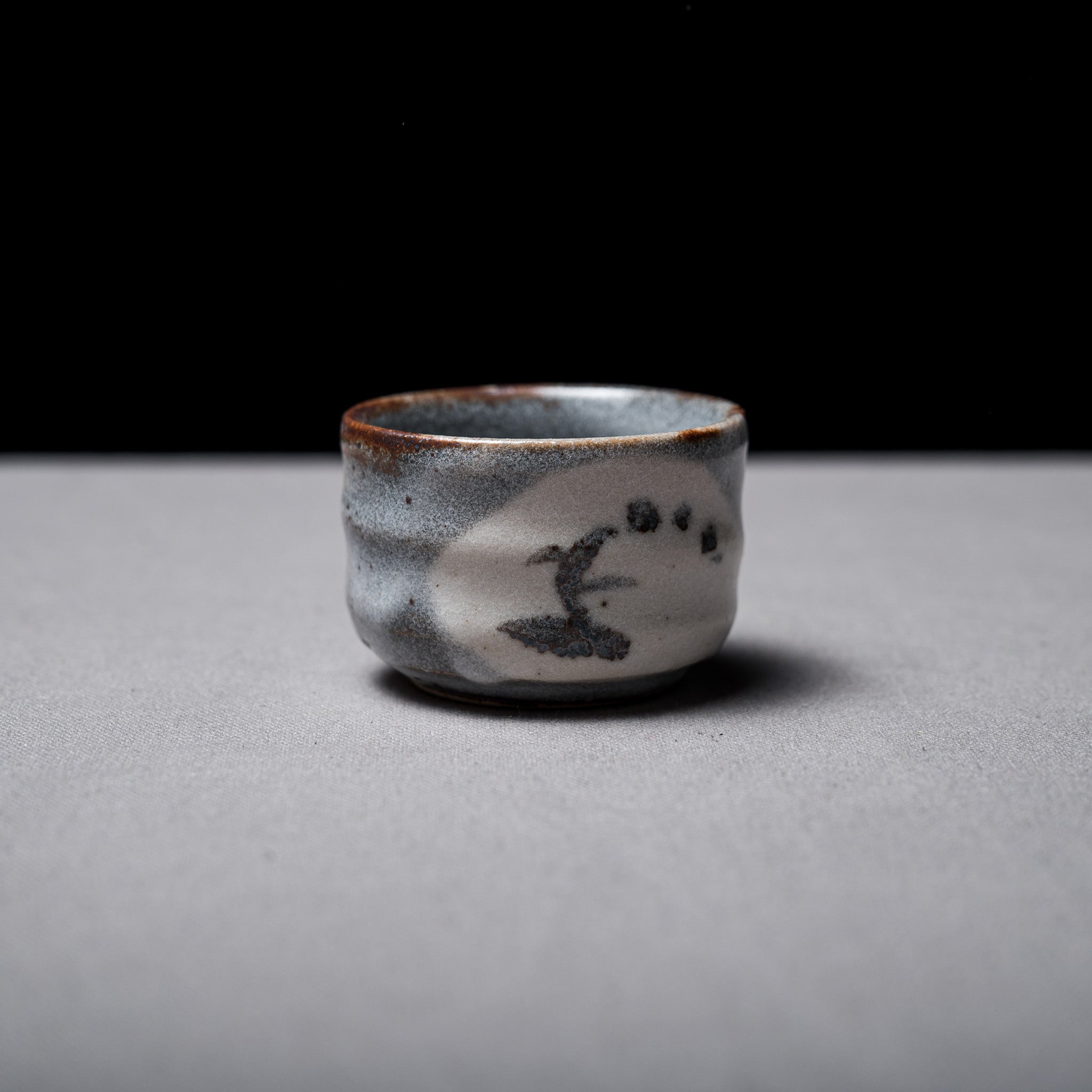 Japanese Pottery Sake Cup - Handcrafted Nezumi Shino Guinom - Traditional Ceramic Drinking Vessel for Sake, Tea, or Whiskey - Perfect for Japanese Dining, Gift Giving & Home Decor