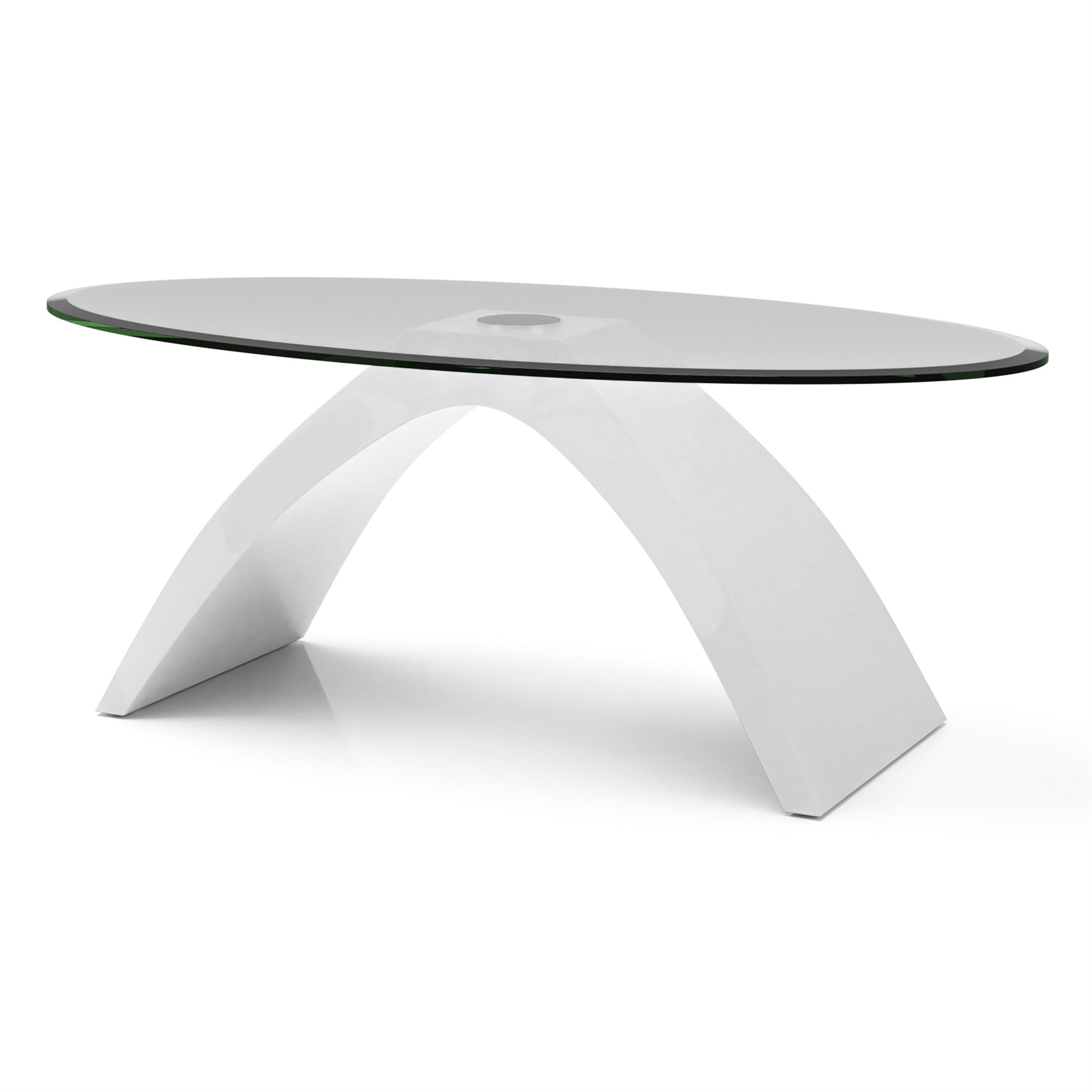Furniture of America Pelletoni Modern White Glass Top Coffee Table - Perfect for Living Room, Lounge & Contemporary Home Decor
