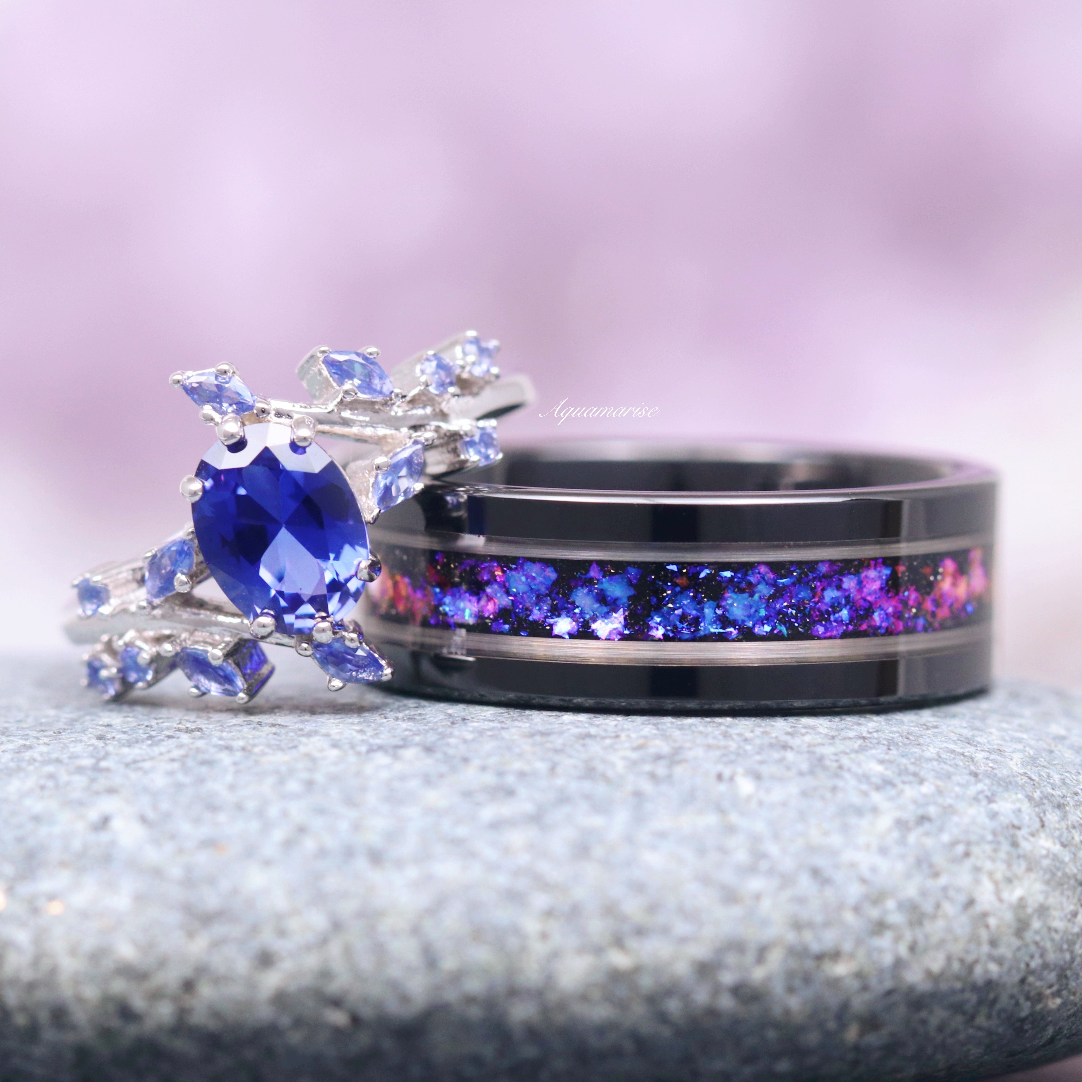 Cornflower Blue Sapphire Leaf Ring - 925 Sterling Silver Jewelry for Women, Elegant Nature-Inspired Gift for Her | Perfect for Weddings, Anniversaries & Special Occasions
