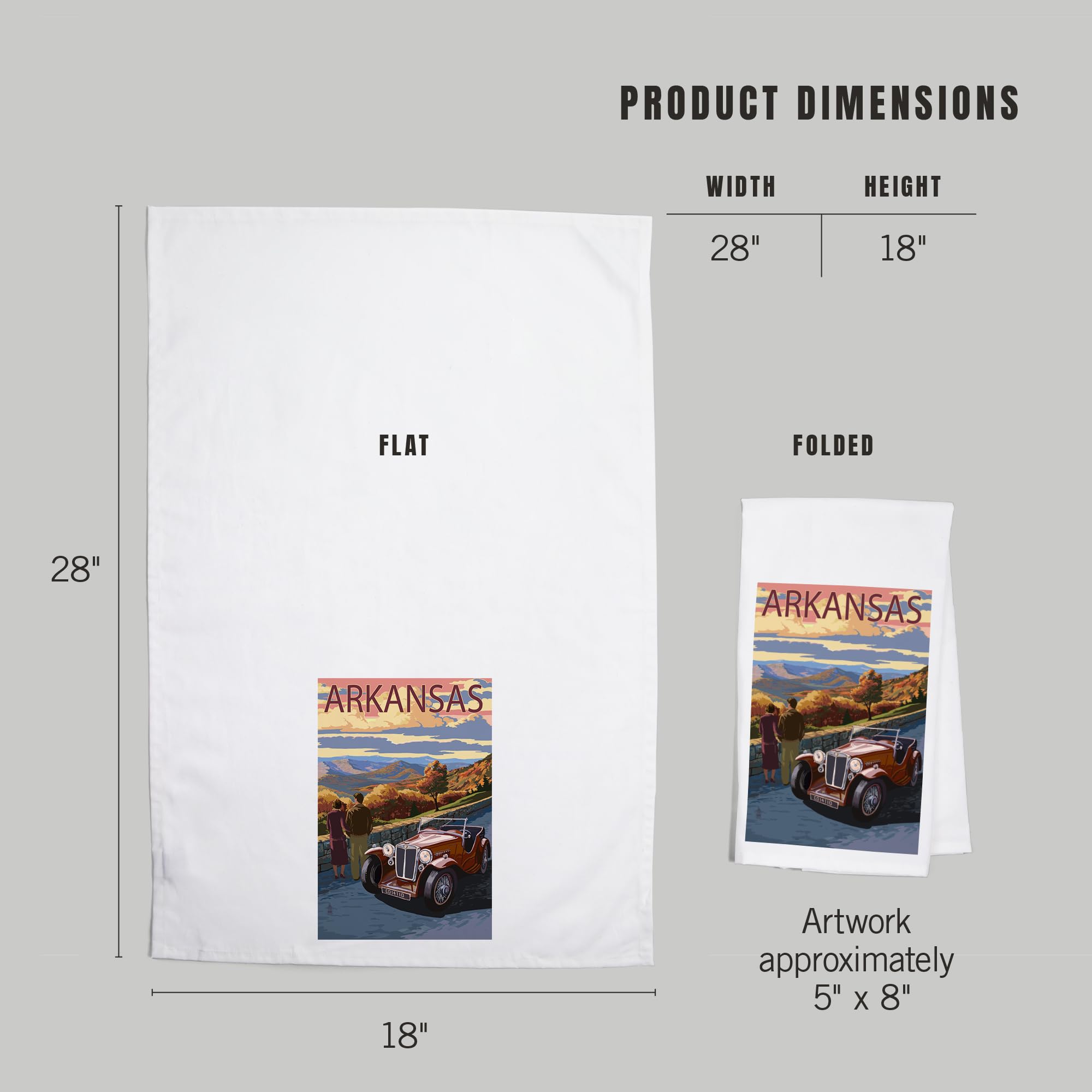 Lantern Press Arkansas Sunset Tea Towel - 100% Cotton Decorative Hand Towel for Kitchen & Home | Perfect for Drying Dishes, Gift Giving & Farmhouse Decor