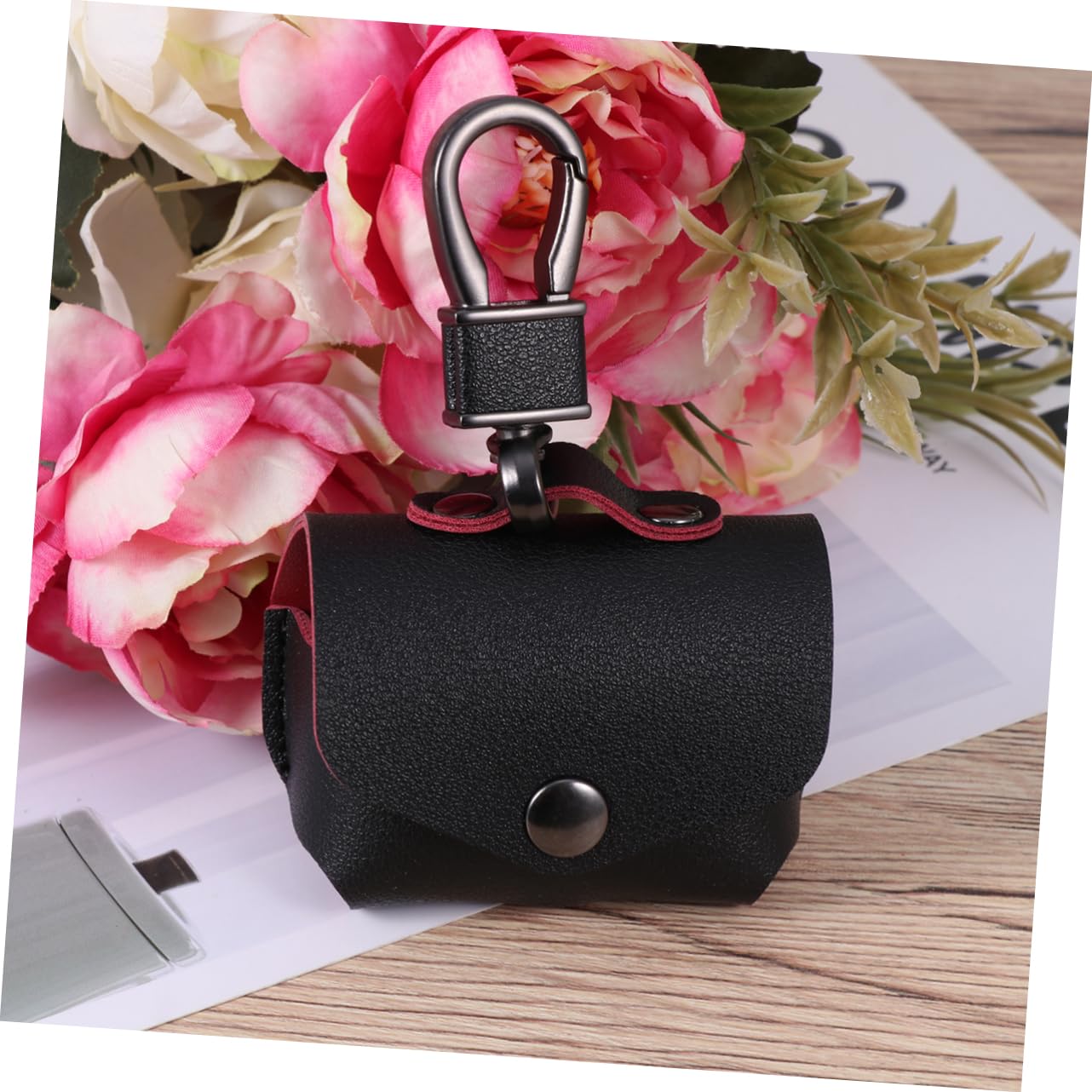 2-Pack Cute Imitation Leather Keychain Earphone Case for AirPods Pro - Anti-Loss Protective Cover with Carabiner Clip | Perfect for Gym, Travel & Daily Commute