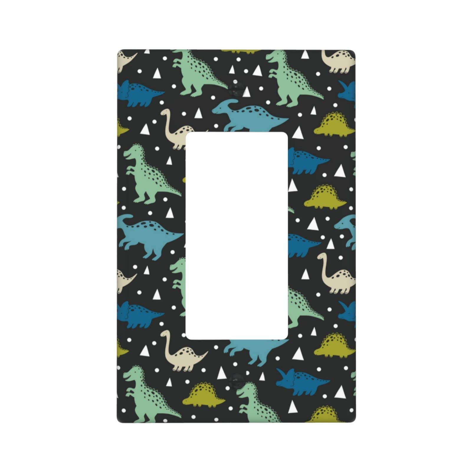 Dinosaur Themed 1-Gang Toggle Light Switch Cover Plate - Decorative Plastic Wall Plate for Electrical Outlets - Perfect for Bedroom, Bathroom & Kitchen Decor (Black)