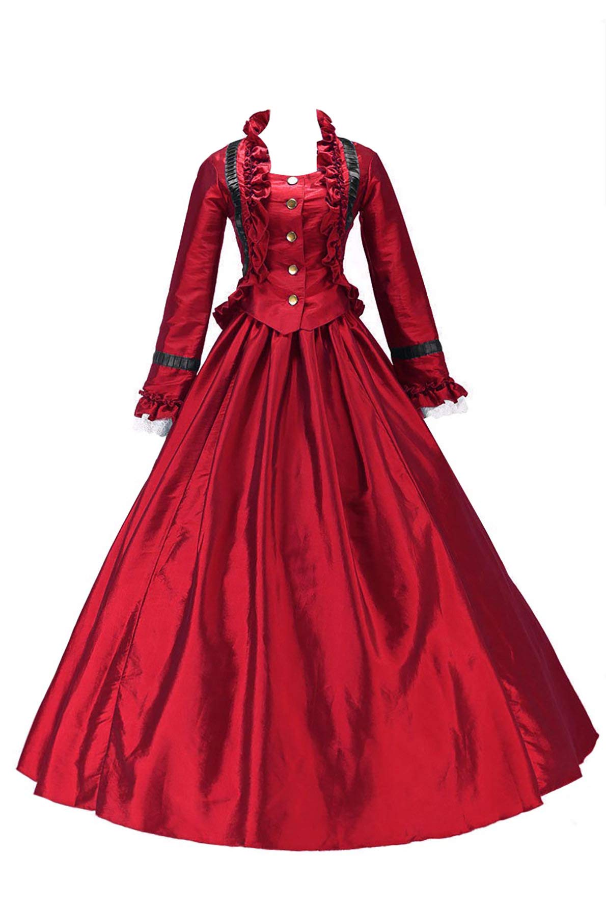 Authentic Civil War Era Victorian Ball Gown - Historical Reenactment Dress with Lace Details | Perfect for Period Costume Events, Themed Parties & Vintage Prom