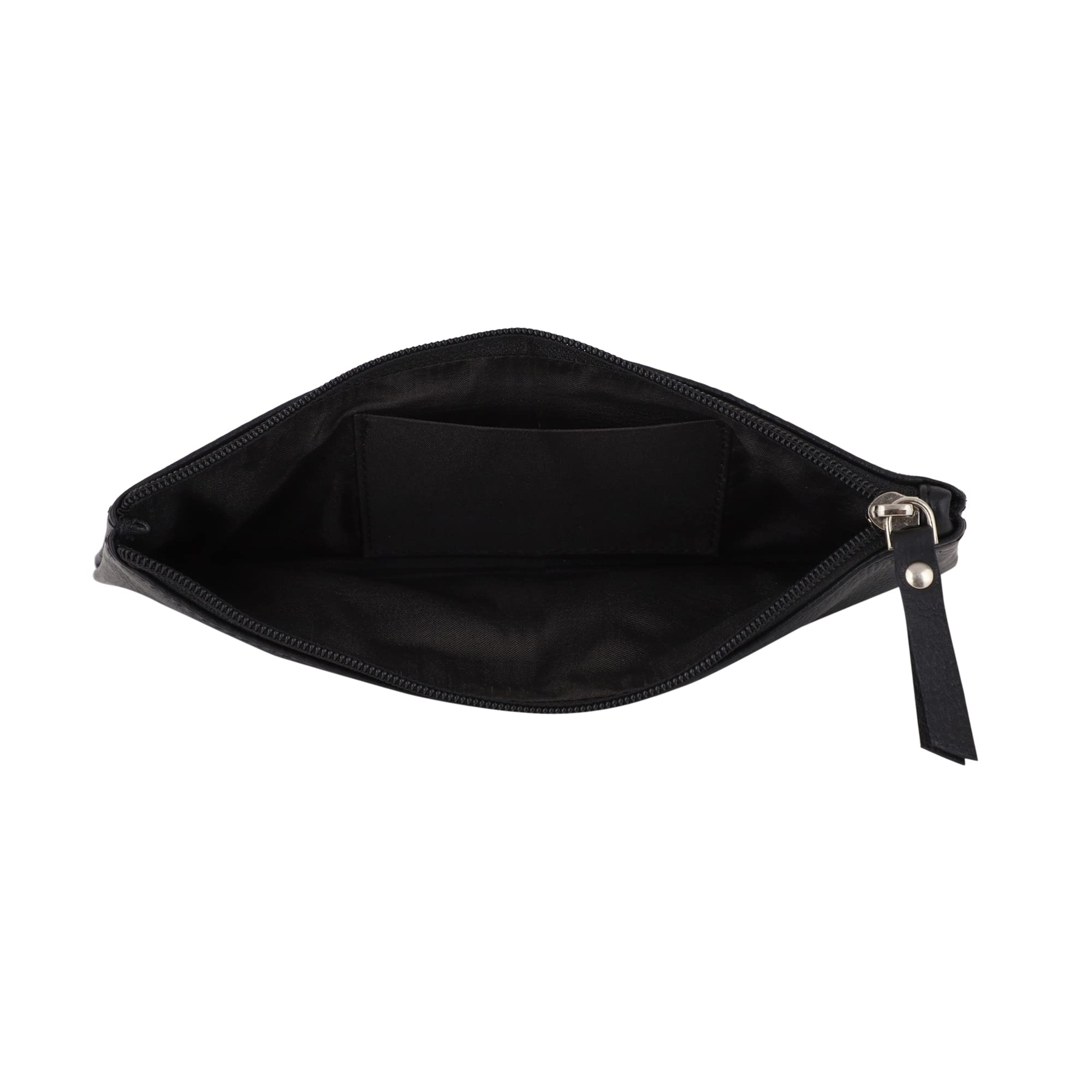 Genuine Leather Pouch & Pencil Case - Multi-Functional Travel Organizer for Men & Women | Makeup & Cosmetic Bag (Black)