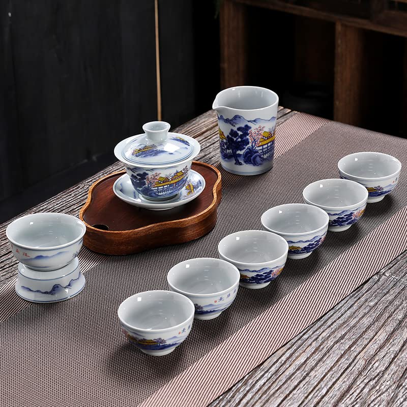 Premium Chinese Ceramic Tea Set for Men - Vintage White Teapot with Cups - Traditional Gongfu Tea Ceremony Set - Perfect for Home, Office & Gifting (6-Piece)