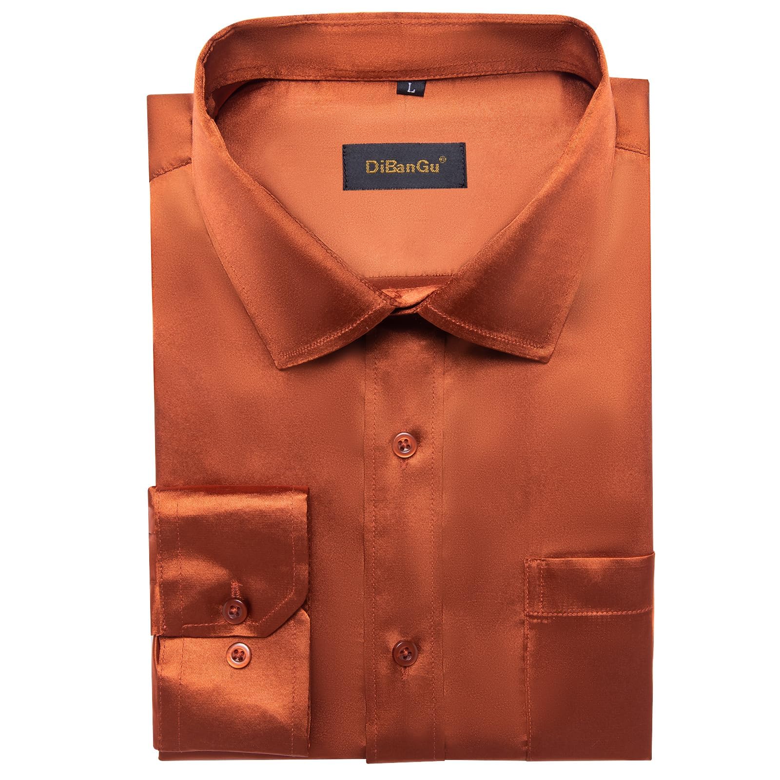 Men's Satin Shiny Long Sleeve Dress Shirt - Solid Color Button Down Shirt with Pocket, Regular Fit for Wedding, Party & Business Occasions | Formal & Casual Wear for Office, Date Night & Special Events