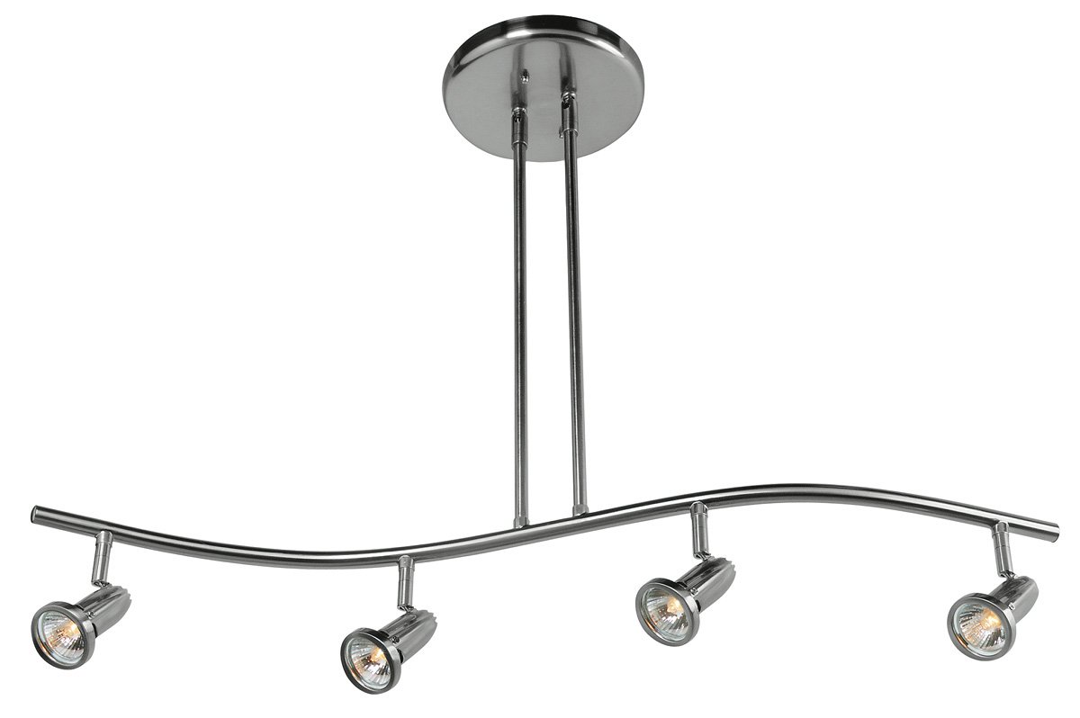 Cobra 4-Light Spotlight Pendant with Brushed Steel Finish - Modern Adjustable Ceiling Light for Kitchen Island, Dining Room, or Living Room Lighting