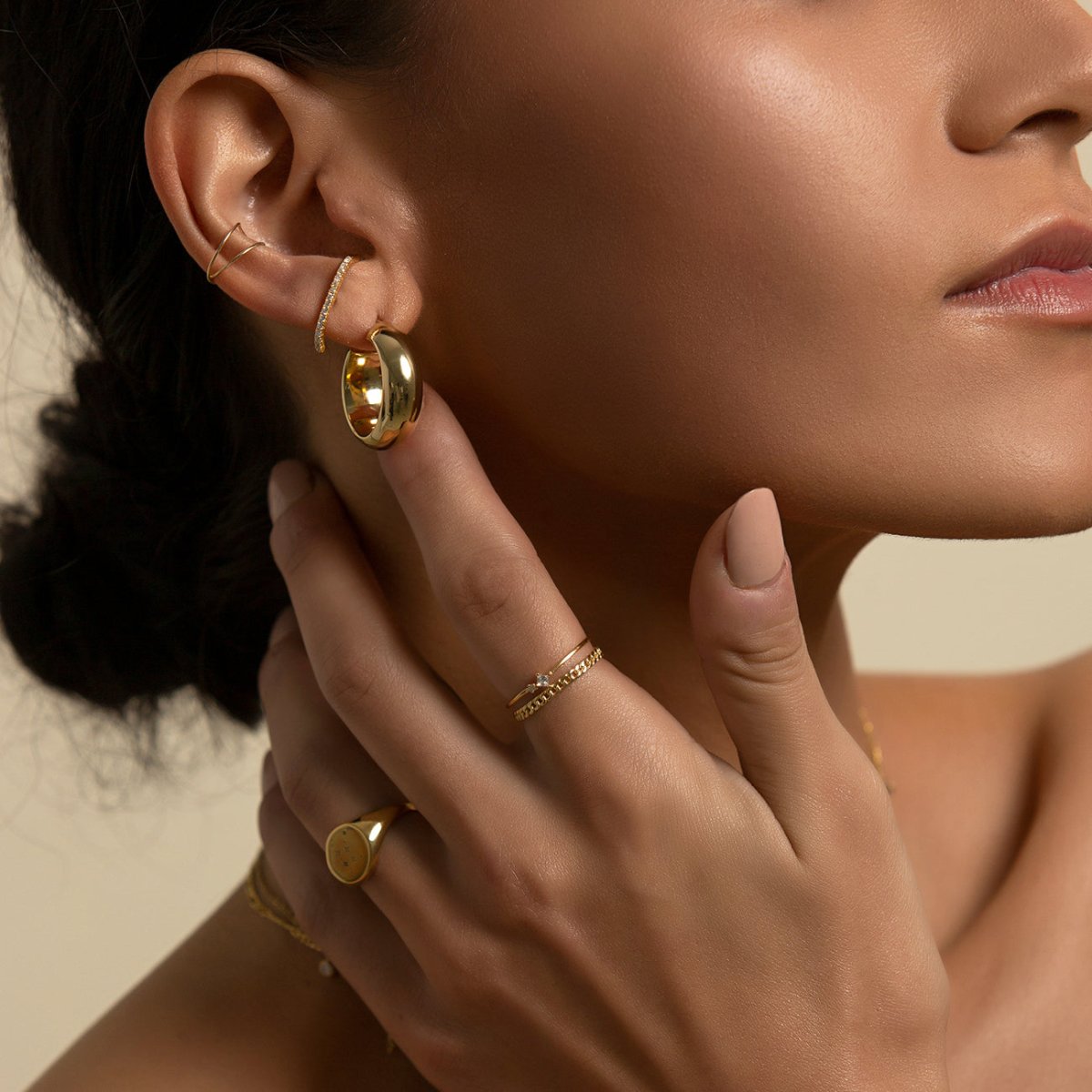 Tiny Duo Ring Gold - Elegant Minimalist Stackable Ring Set for Women - Perfect for Everyday Wear, Gifts & Special Occasions