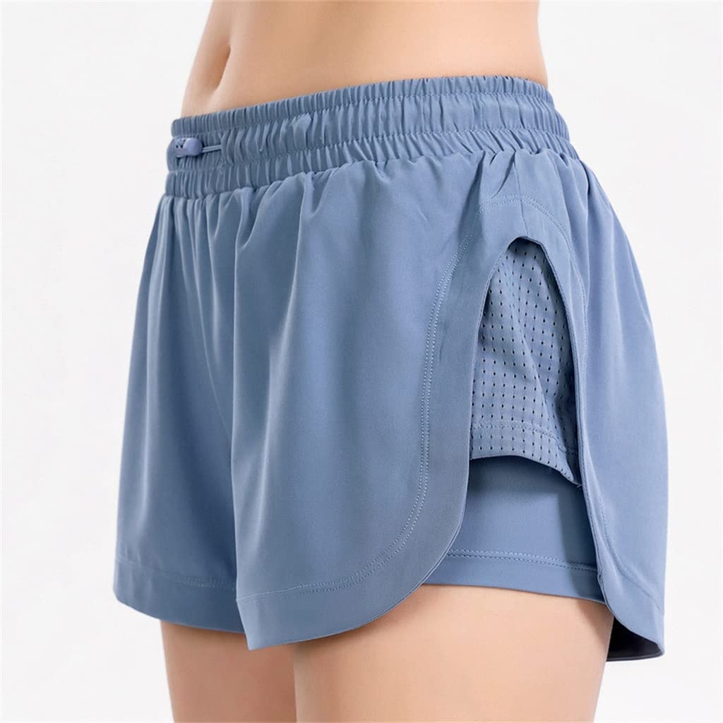 Breathable 2-in-1 Women's Yoga Shorts for Summer - Double Layer Running & Fitness Training Shorts (Color A, Size L) | Perfect for Yoga, Gym Workouts & Outdoor Activities