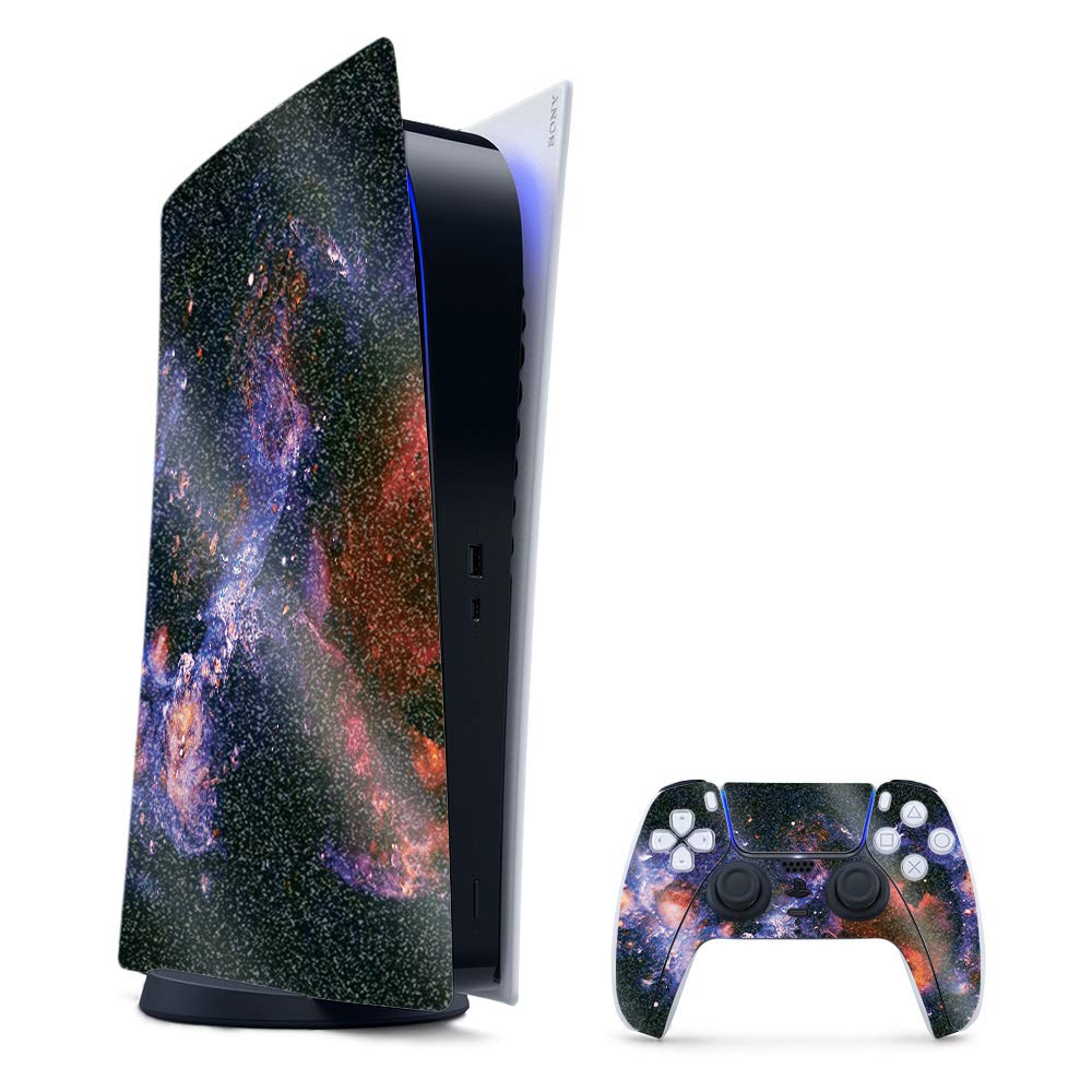 Premium Glossy Glitter PS5 Skin Cover for Playstation 5 Digital Edition - Andromeda Design | High-Gloss Durable Protective Decal | Easy Install & Removal | Made in USA | Perfect for Gaming Setups & Console Customization