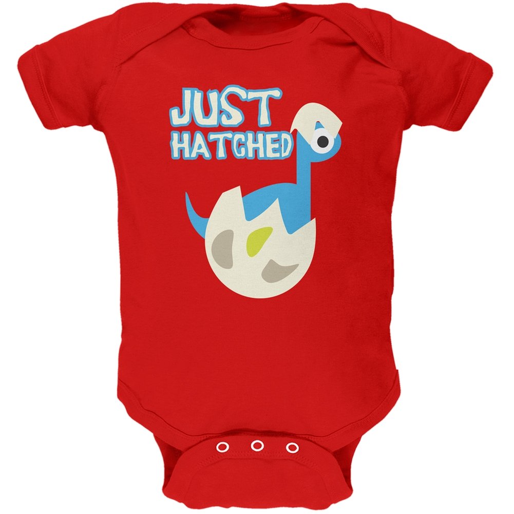 Just Hatched Baby Boy Red Soft Cotton One-Piece Romper - Perfect for Newborn Photoshoots, First Outfits & Comfortable Everyday Wear