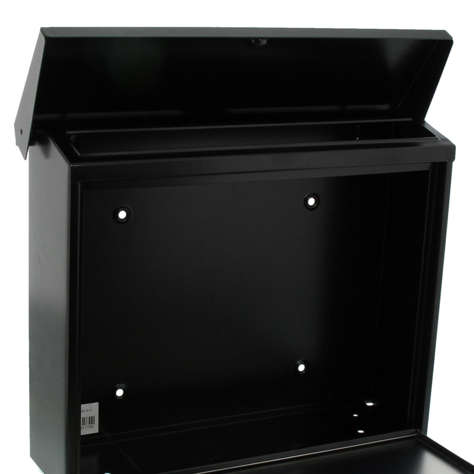 Burg-Wächter London 6867 Black Steel Mailbox - Secure & Durable Outdoor Post Box for Home, Office, or Garden - Perfect for Mail & Package Delivery