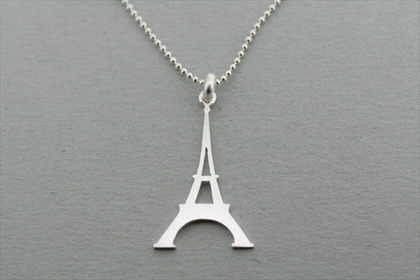 Sterling Silver Eiffel Tower Pendant Necklace - 55cm Ball Chain for Women, Gift for Her - Perfect for Travel Lovers & Paris Themed Outfits