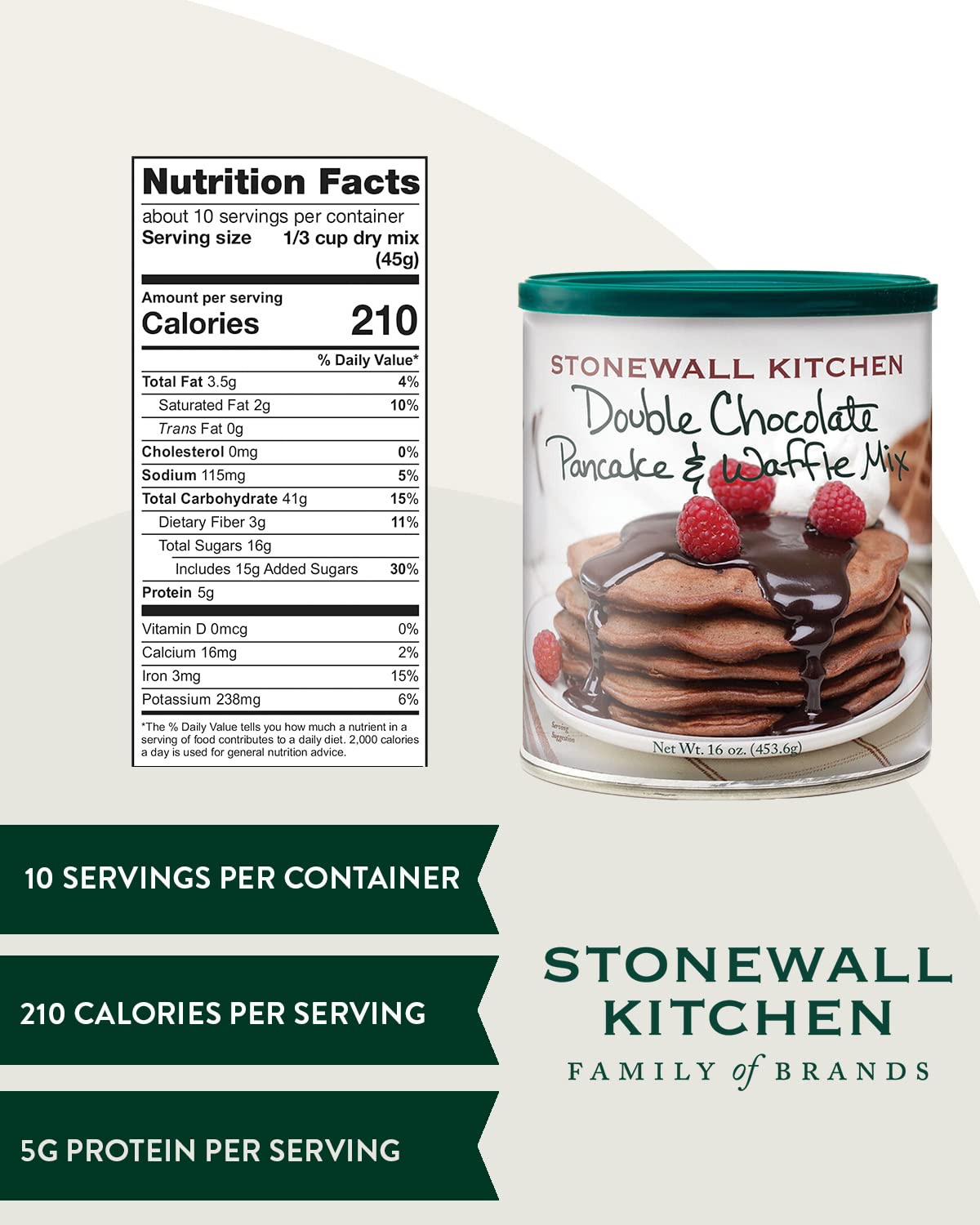 Stonewall Kitchen Double Chocolate Pancake & Waffle Mix with Strawberry Jam 2-Pack - Gourmet Breakfast Bundle for Pancakes, Waffles & Toast - Perfect for Family Brunches & Holiday Gifting