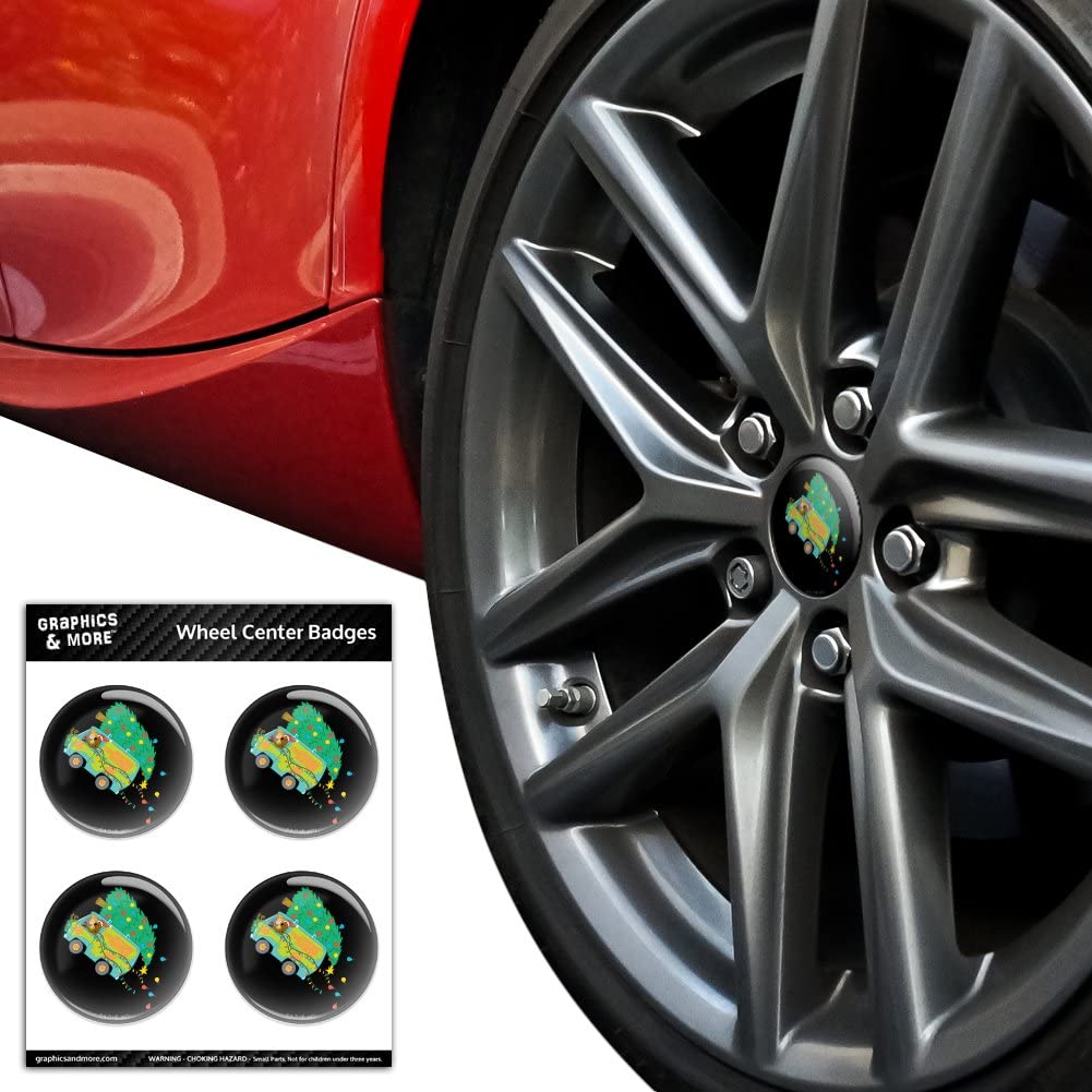 Scooby Doo Mystery Machine Christmas Tire Wheel Center Cap - Resin-Topped Badge Stickers for Cars, Trucks & Holiday Decor - Perfect for Scooby Fans & Christmas Vehicle Accessories