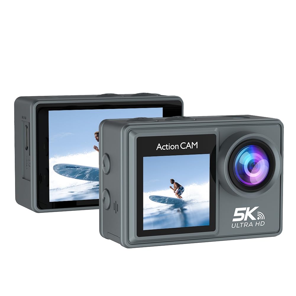 **5K 30FPS WiFi Action Camera with Remote Control & Electronic Image Stabilization - Waterproof for Outdoor, Diving, Sports & Adventure (Perfect for Vlogging, Travel & Extreme Sports)**