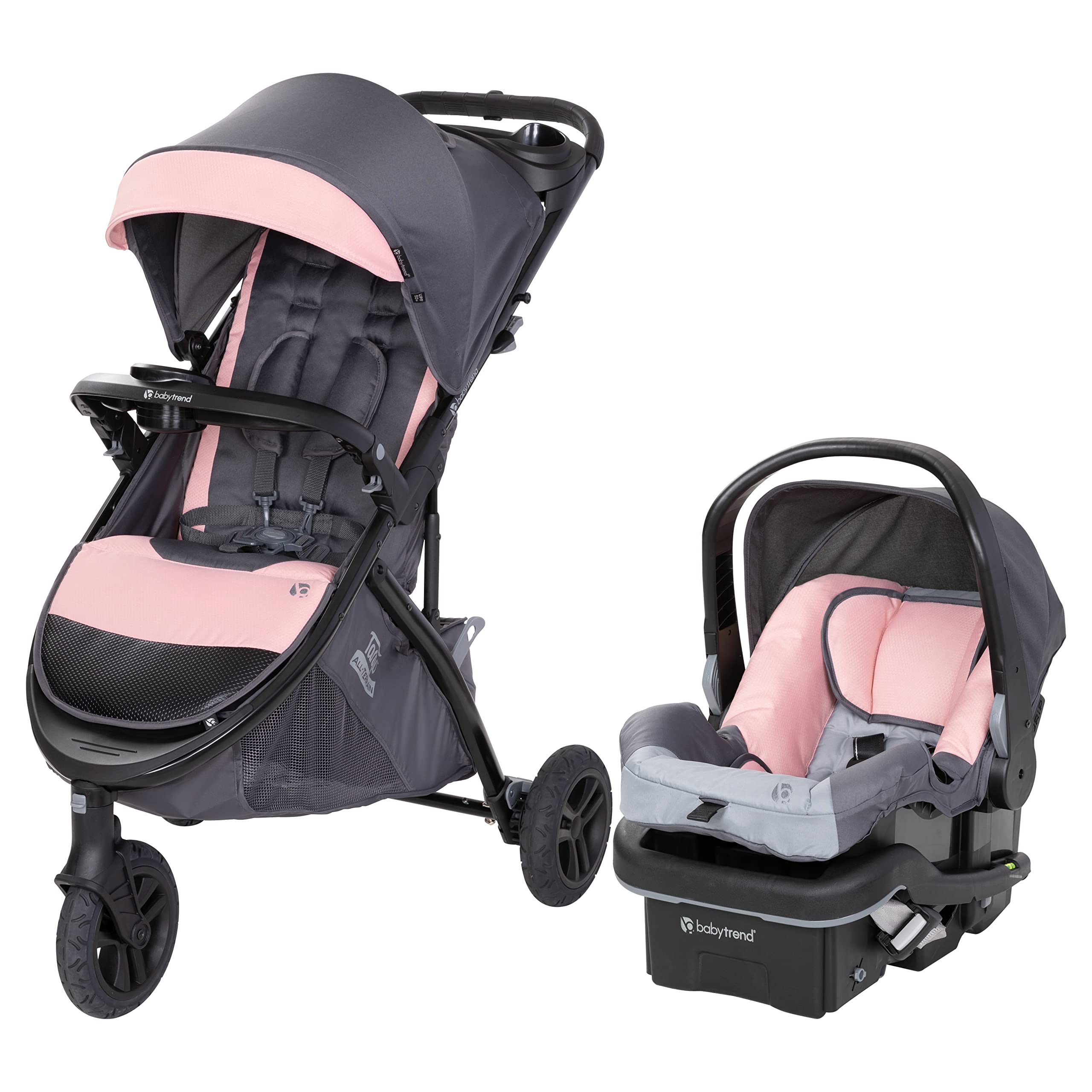 Baby Trend Tango 3 All-Terrain Stroller Travel System with EZ-Lift PLUS Infant Car Seat - Ultra Pink | Lightweight Jogging Stroller for Newborns & Toddlers | Perfect for Park Walks, Shopping & Travel