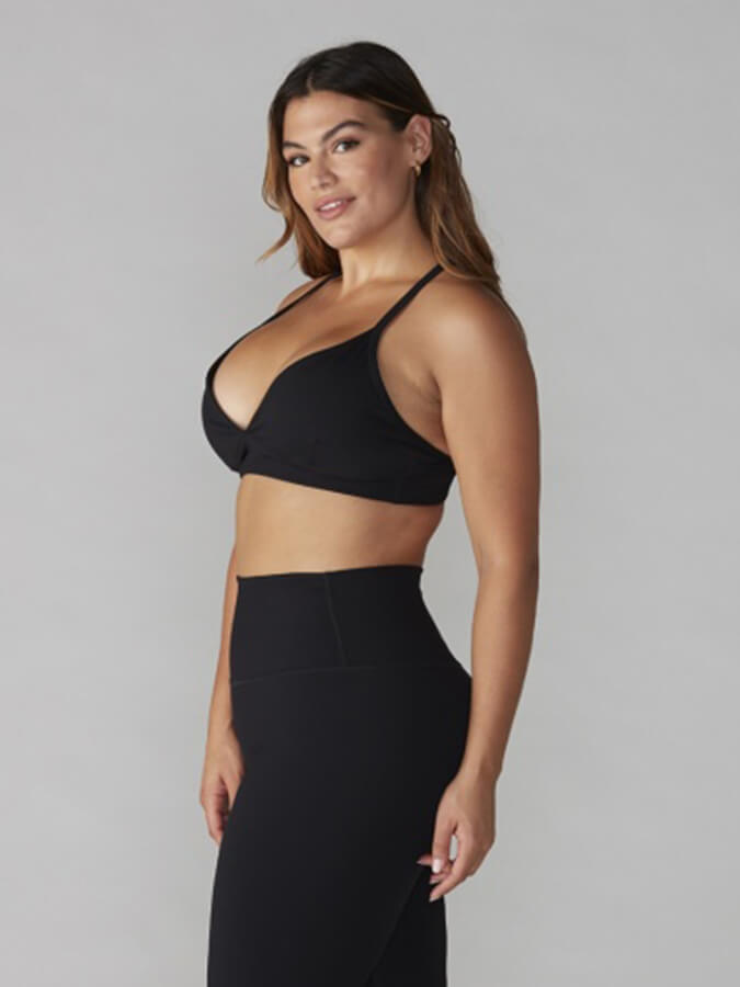 Tavi Adjustable Studio Women's Sports Bra - High Support Workout Top for Running, Yoga & Gym - Breathable Comfort in Ebony Black