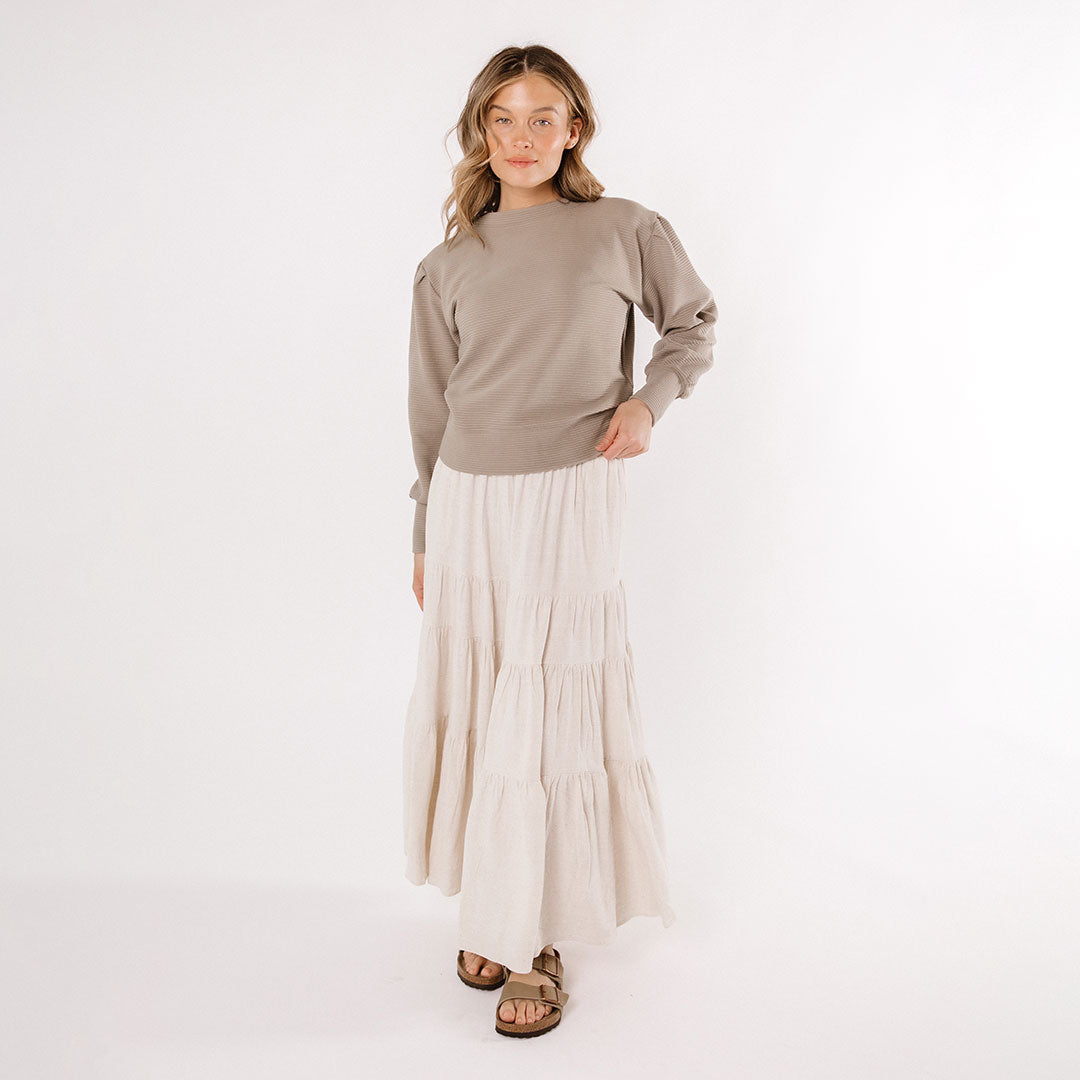 Atlas Ribbed Sweater for Women - Soft Knit Pullover, Chestnut Brown Fall Winter Tops - Cozy Casual Wear for Office, Date Night & Weekend Outfits