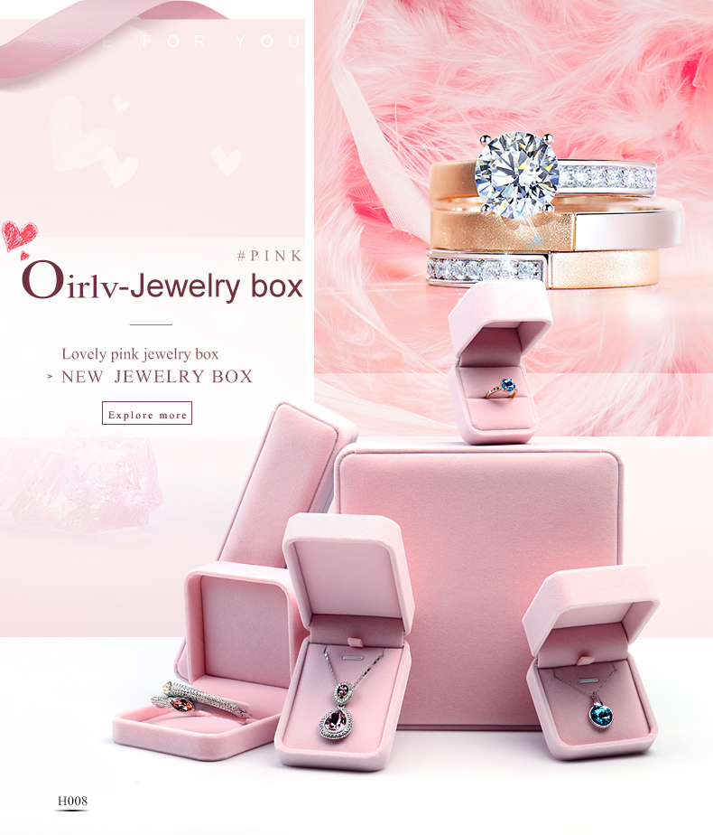 Pink Velvet Jewelry Box for Bracelets & Necklaces - Elegant Gift Storage Organizer with Long Chain - Perfect for Travel, Home Decor & Jewelry Display
