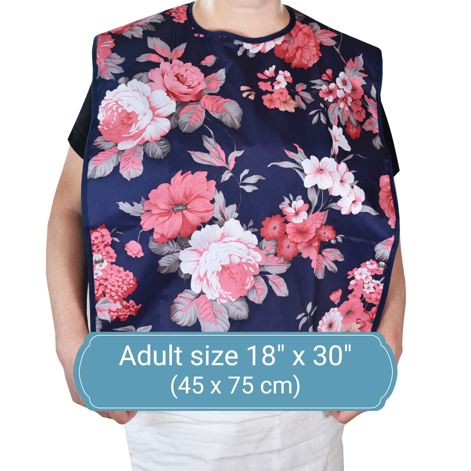 12 Pack Waterproof Adult Bibs with Crumb Catcher - Reusable Clothing Protectors for Elderly, Seniors & Disabled - Ideal for Dining, Nursing Homes & Mealtime Assistance