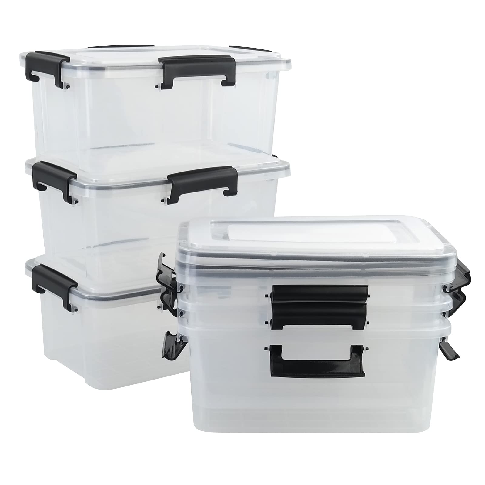 6-Pack 12 Quart Clear Plastic Storage Bins with Latching Lids - Stackable Organizing Containers for Home, Office, Closet & Garage Organization