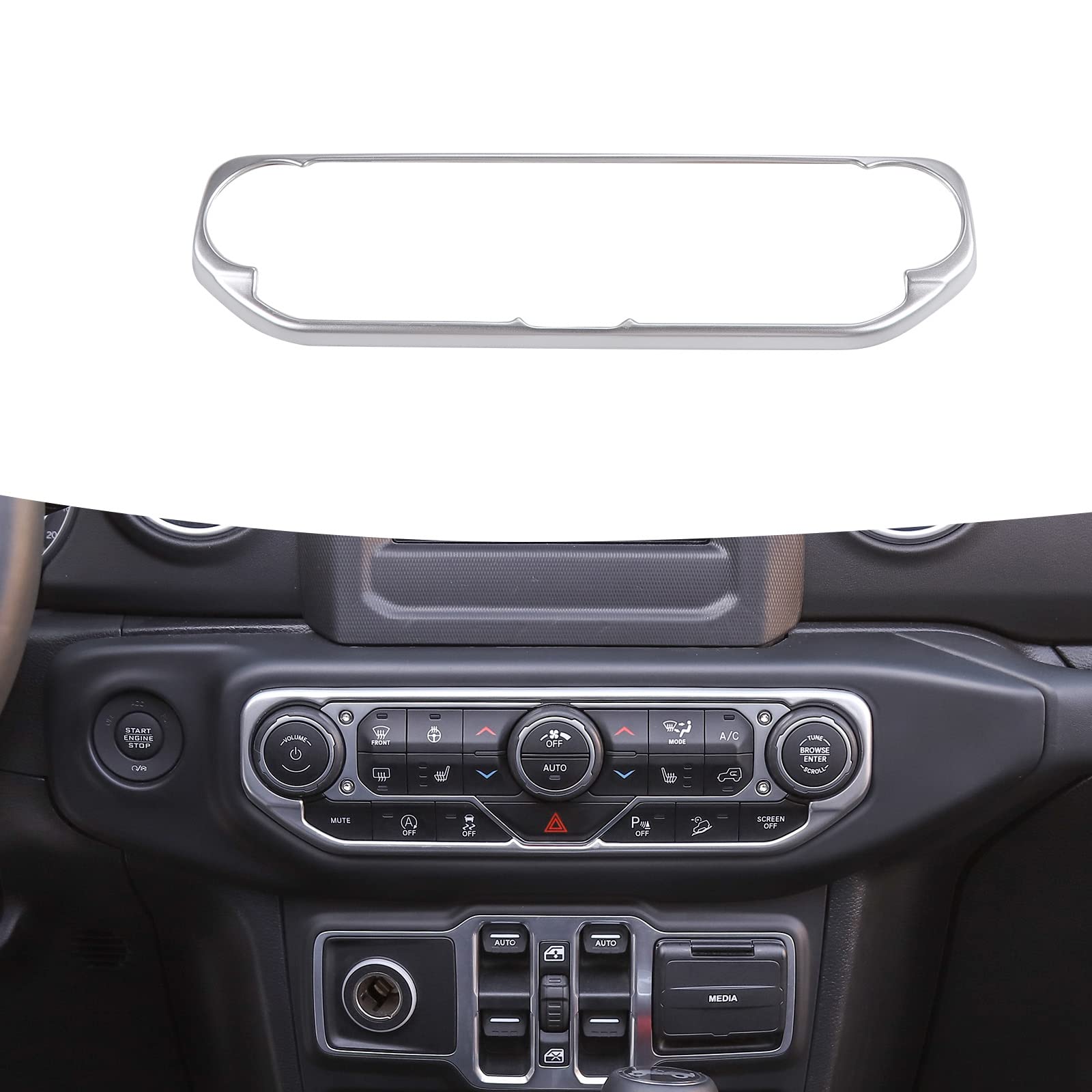 2018-2022 Jeep Wrangler JL/JLU & Gladiator JT Silver AC Vent Trim Panel Cover | Interior Dashboard Decoration Kit | Durable Console Control Accessory for Off-Road & Daily Driving