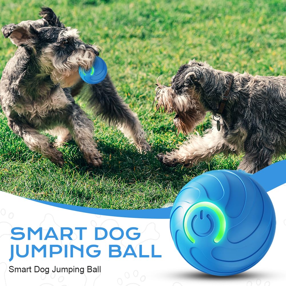 USB Rechargeable Vibrating Dog Ball - Interactive Moving & Bouncing Ball Toy for Small Medium Large Dogs - Automatic Shaky Pet Toy for Indoor/Outdoor Play & Training (Blue)