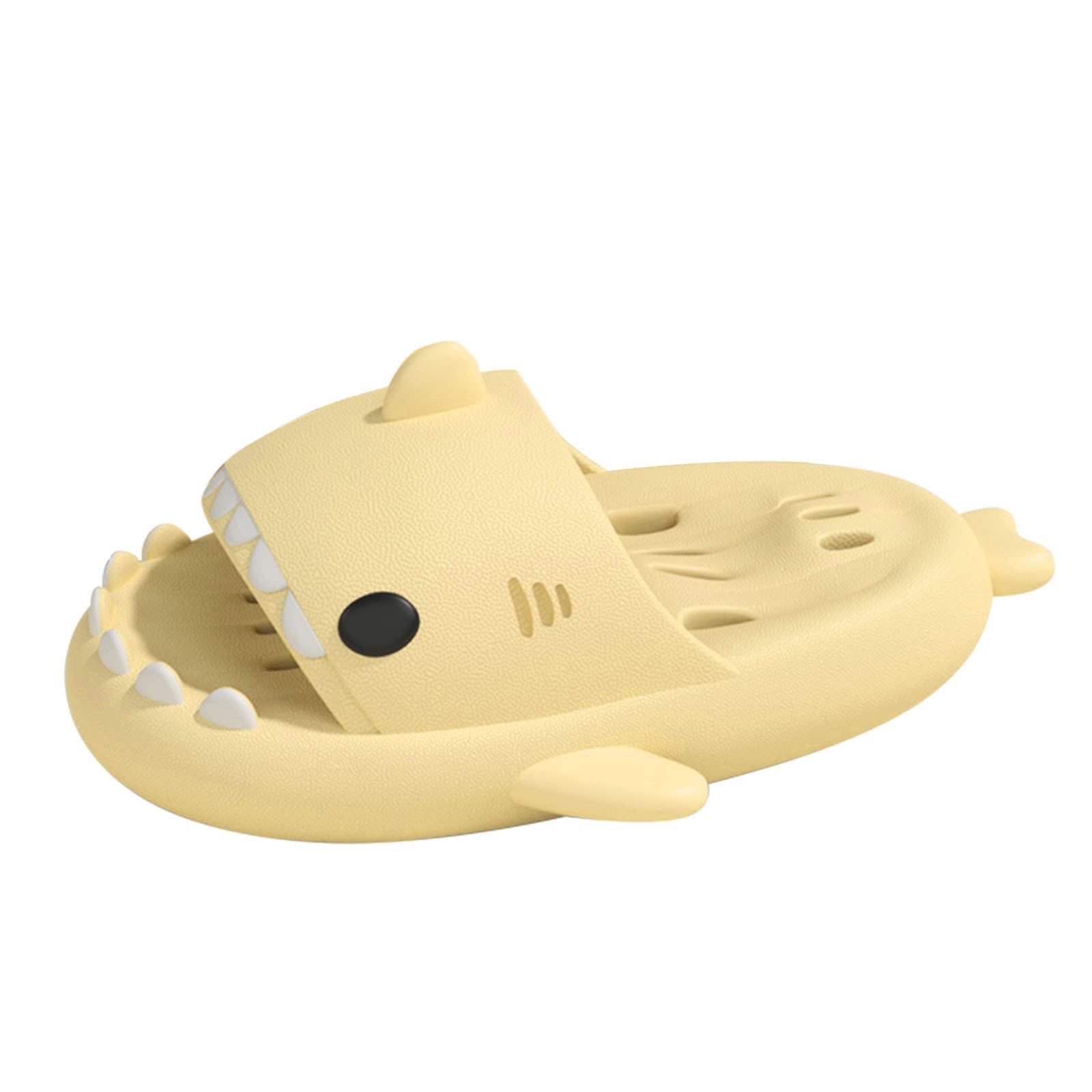 Ankarnis Men's Cute Shark Slippers - Lightweight Open Toe Slides for Summer, Breathable Hollow Design, Casual Beach & Home Slippers - Yellow, Size 45 - Perfect for Poolside, Vacation, and Indoor Comfort