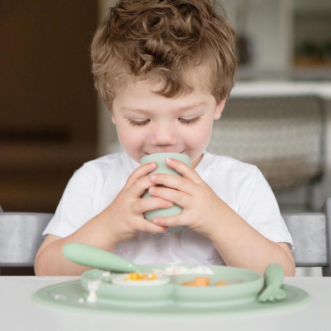 ezpz Mini Cup - Non-Spill Silicone Toddler Cup with Lid | Perfect for Baby's First Sippy Cup, Travel & Daycare Use