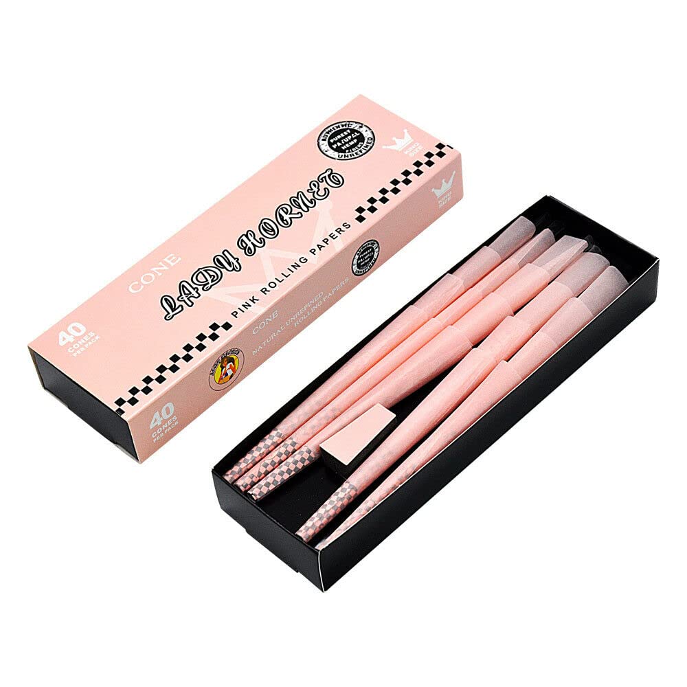 Premium Pink Pre-Rolled Cones King Size (110mm x 54mm) - 39 Pack Slow Burning Natural Gum Rolling Papers | RAW RIZLA Style | Perfect for Smooth Smoking, Parties & Relaxation
