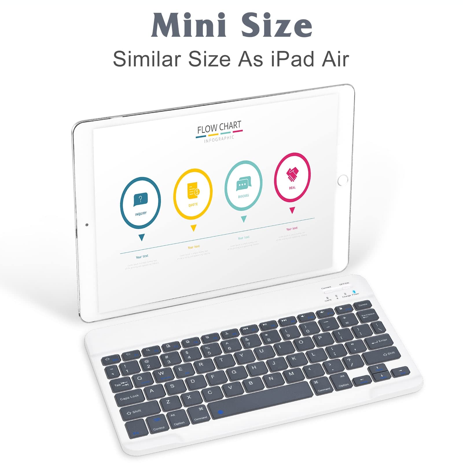 Rechargeable Bluetooth Keyboard and Mouse Combo - Ultra Slim Full-Size Wireless Set for Mac, iPad, Tablet, PC & Laptop (Shadow Grey Keyboard with Black Mouse) - Perfect for Office Work, Home Use & Remote Learning