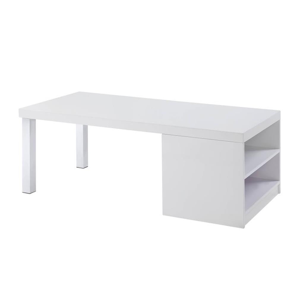BOWERY HILL Modern White High Gloss Chrome Coffee Table - Perfect for Living Room, Lounge & Contemporary Home Decor