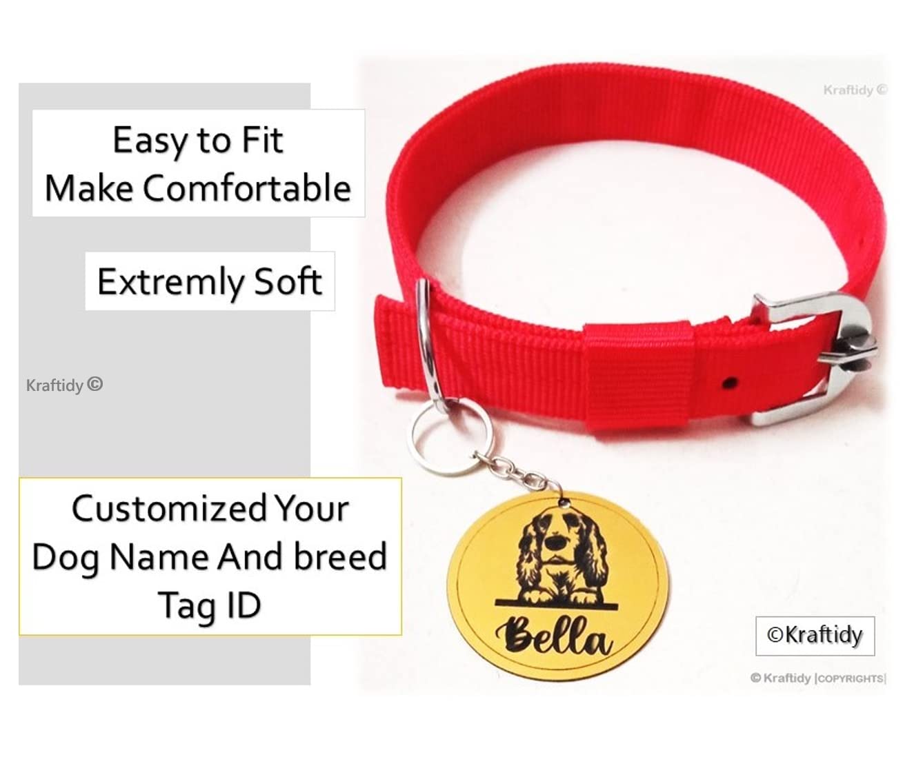 Custom Personalized Dog Collar with Name Tag - Adjustable 26