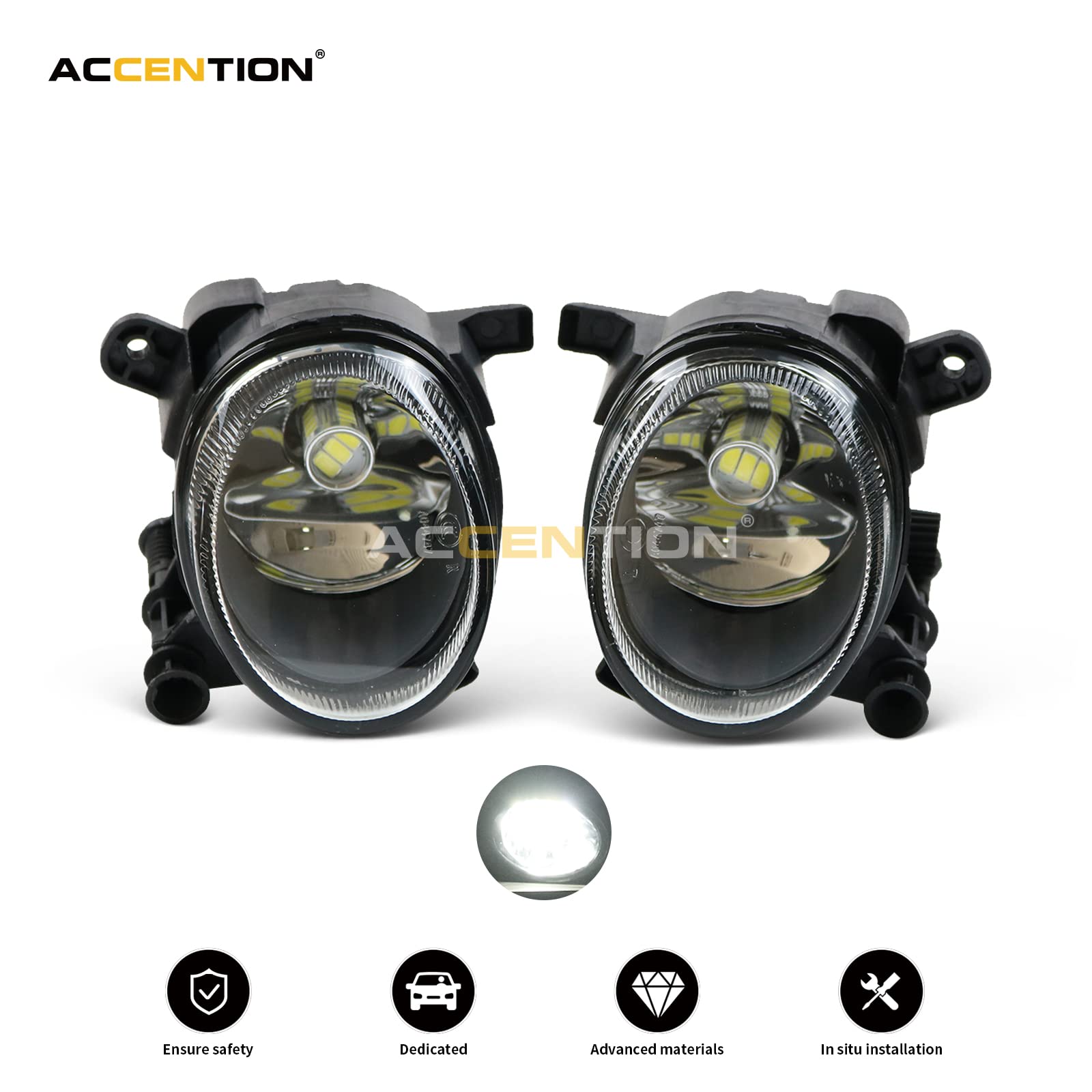 2Pcs LED Fog Lights Kit for VW Passat CC 2008-2011 - Front Fog Lamp with Wire Harness & Grille - Upgrade Your Night Driving Safety & Style