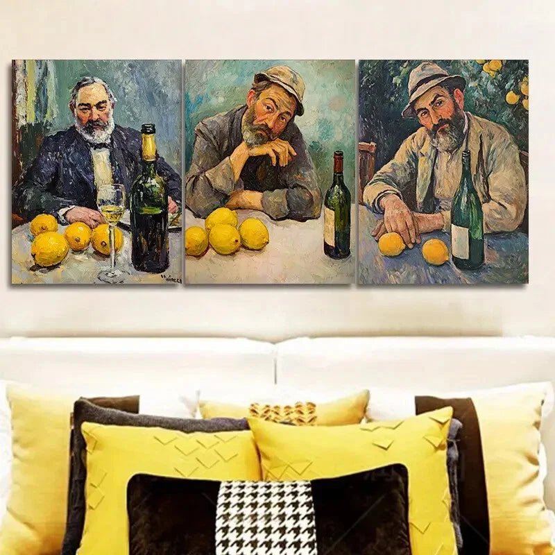 3-Piece Drunk Man Art Painting - Metal Print Wall Art Ready to Hang - Perfect for Home Bar, Man Cave & Office Decor