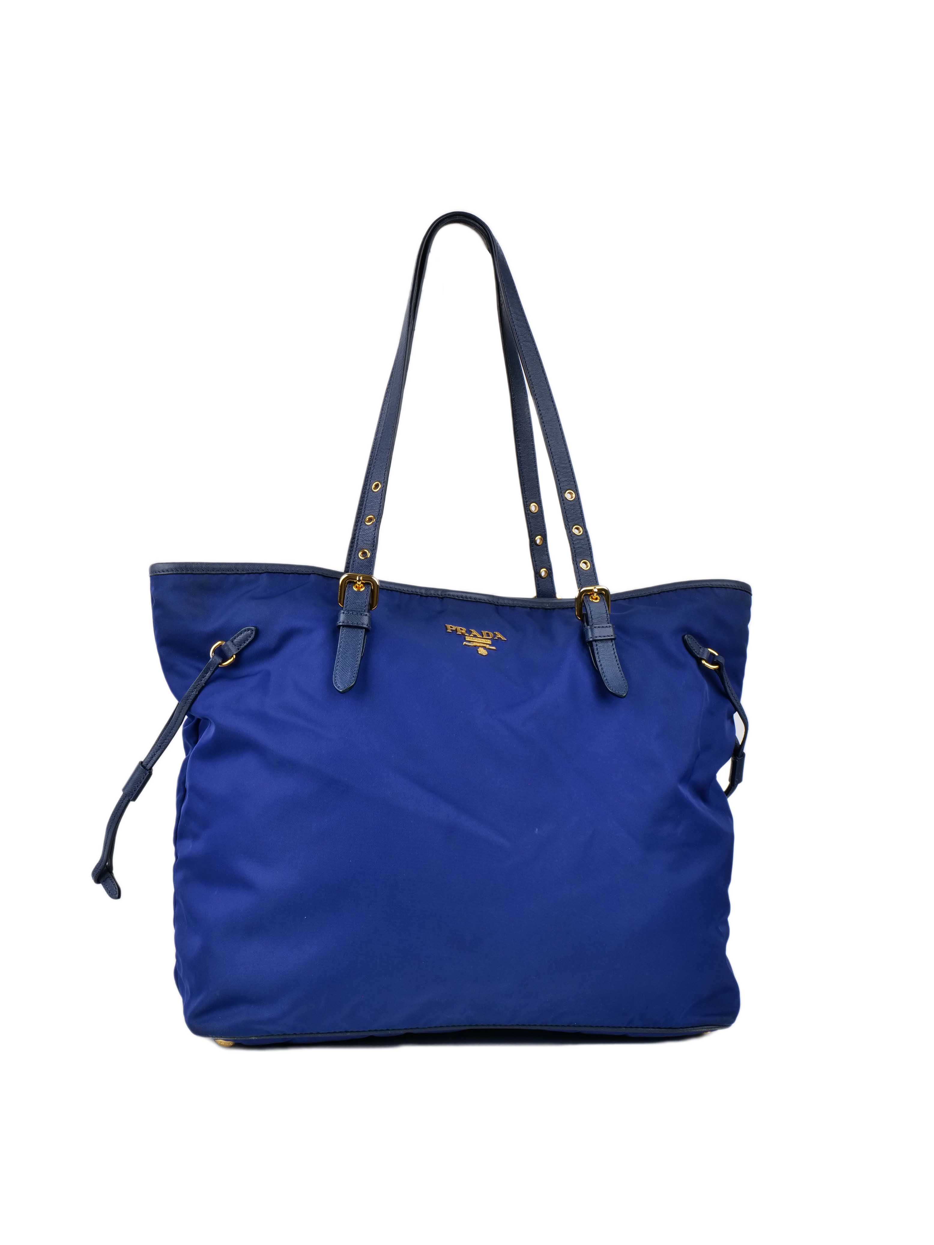 Prada Blue Nylon Tote Bag for Women - Luxury Designer Handbag for Work, Travel & Everyday Use