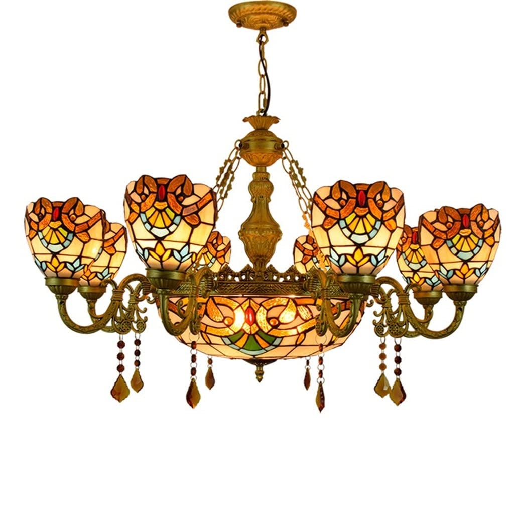 Modern LED Chandelier - 8-Light Moroccan Style Stained Glass Pendant Lighting Fixture for Living Room, Bar, Villa & Club | Energy Efficient Crystal Ceiling Lamp for Home & Commercial Decor