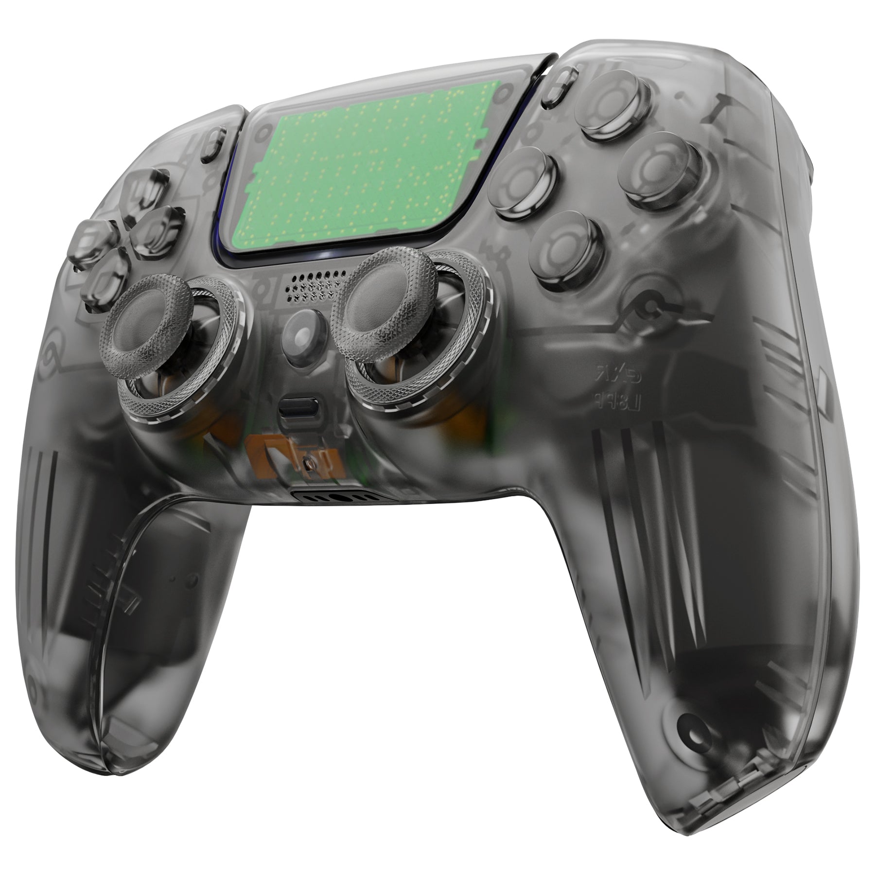 eXtremeRate Luna Redesigned Full Set Shells & Buttons for PS5 Controller BDM-030/040/050 - Clear Black Replacement Parts - Customize Your PS5 Controller for Gaming & Streaming (KQXPFM003)