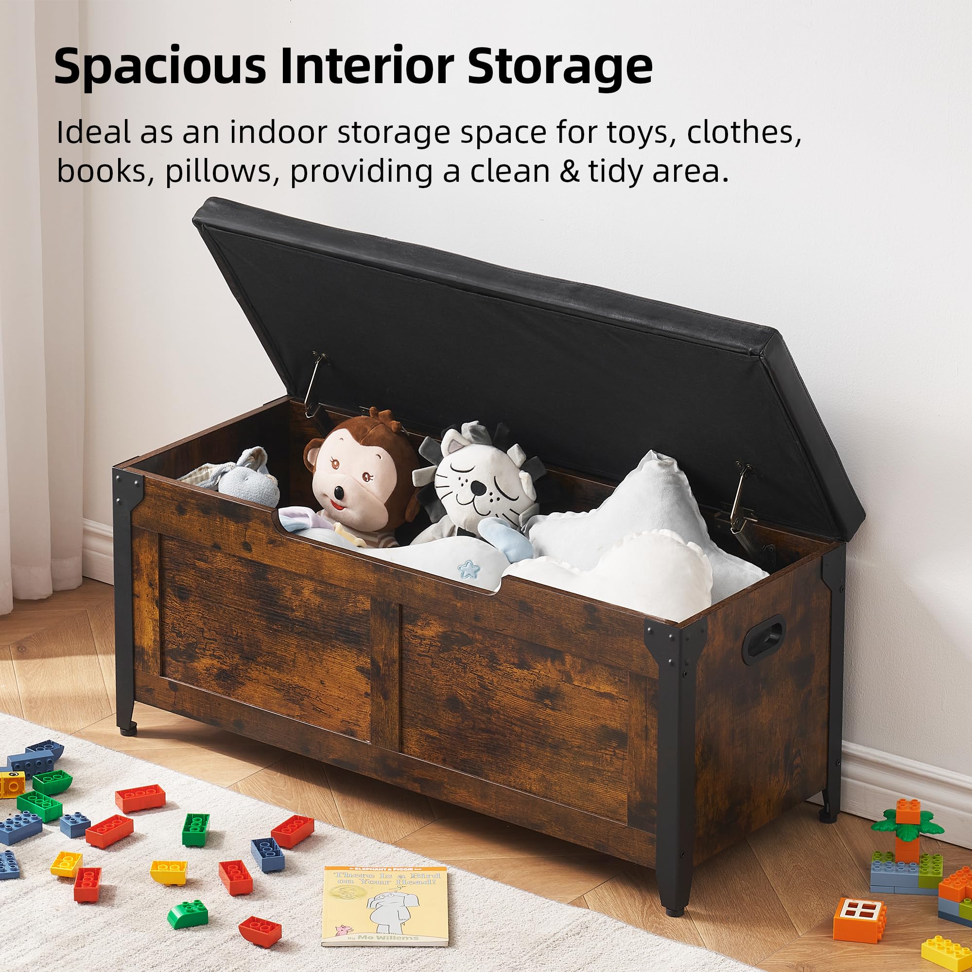 GAOMON Wooden Storage Trunk with Metal Frame - 39.4