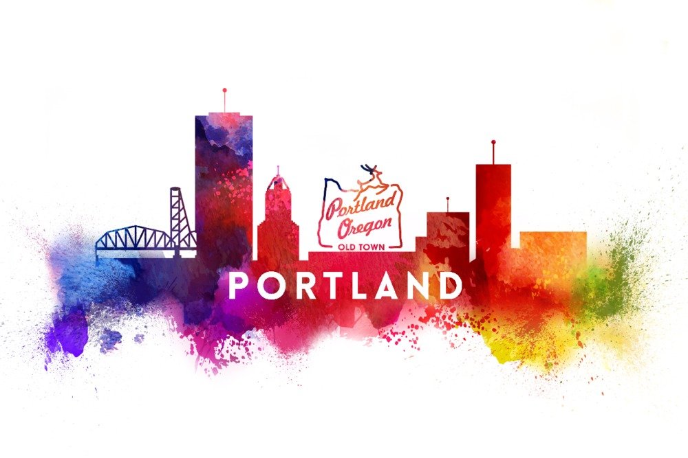 Portland Oregon Skyline Abstract Art Print - 12x18 Travel Poster Wall Decor for Home & Office - Perfect for Living Room, Bedroom & Office Spaces