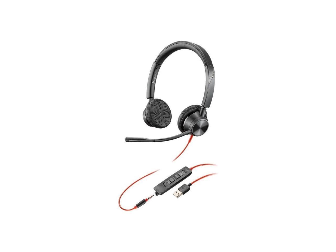 Microsoft Poly Blackwire 3325 USB-A Headset with Noise-Canceling Mic - Perfect for Office Calls, Remote Work & Online Meetings