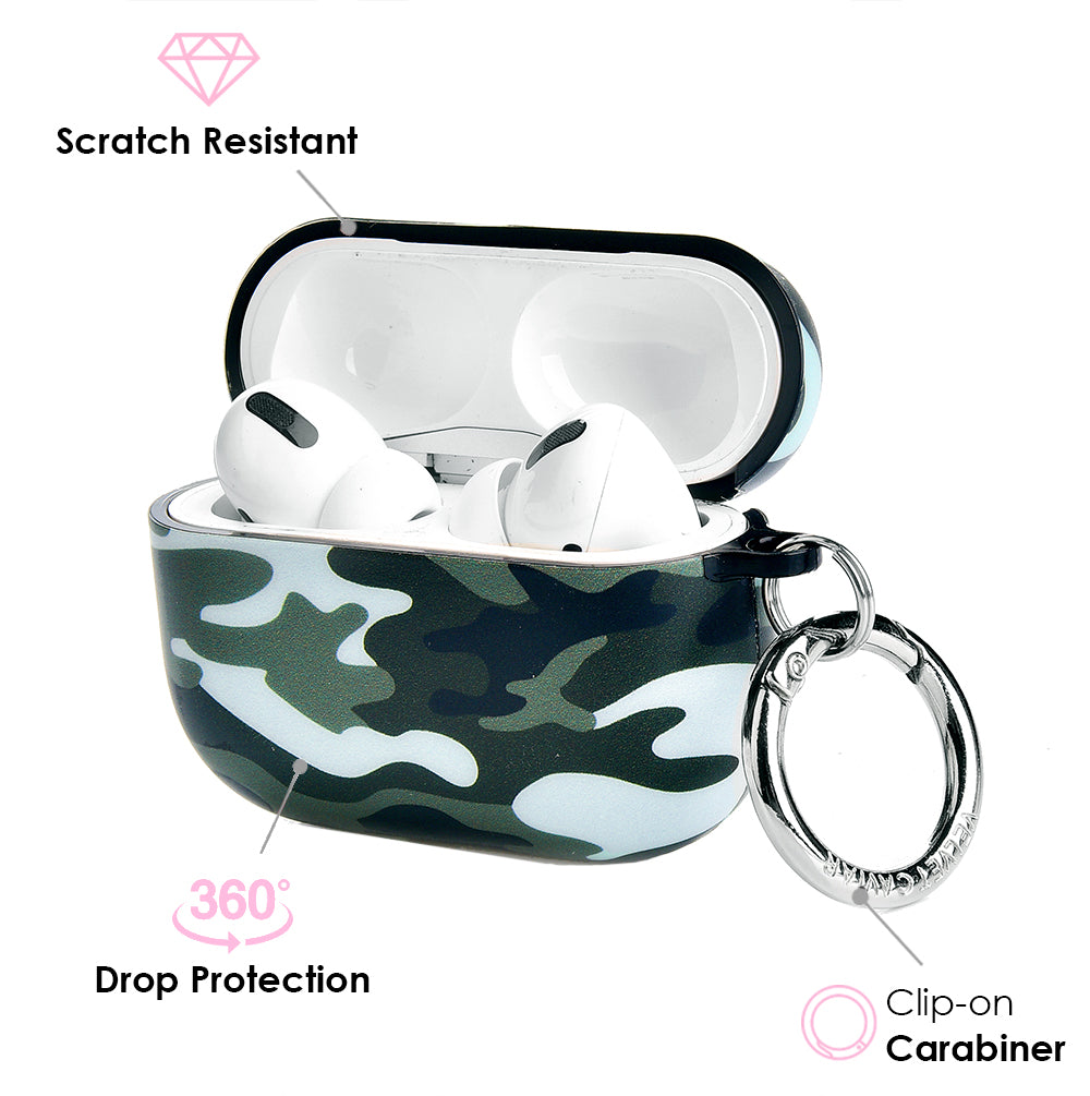Green Camo AirPods Case - Protective Cover for AirPods 1/2/3 & Pro - Durable Shockproof Design - Perfect for Outdoor, Gym & Travel Use